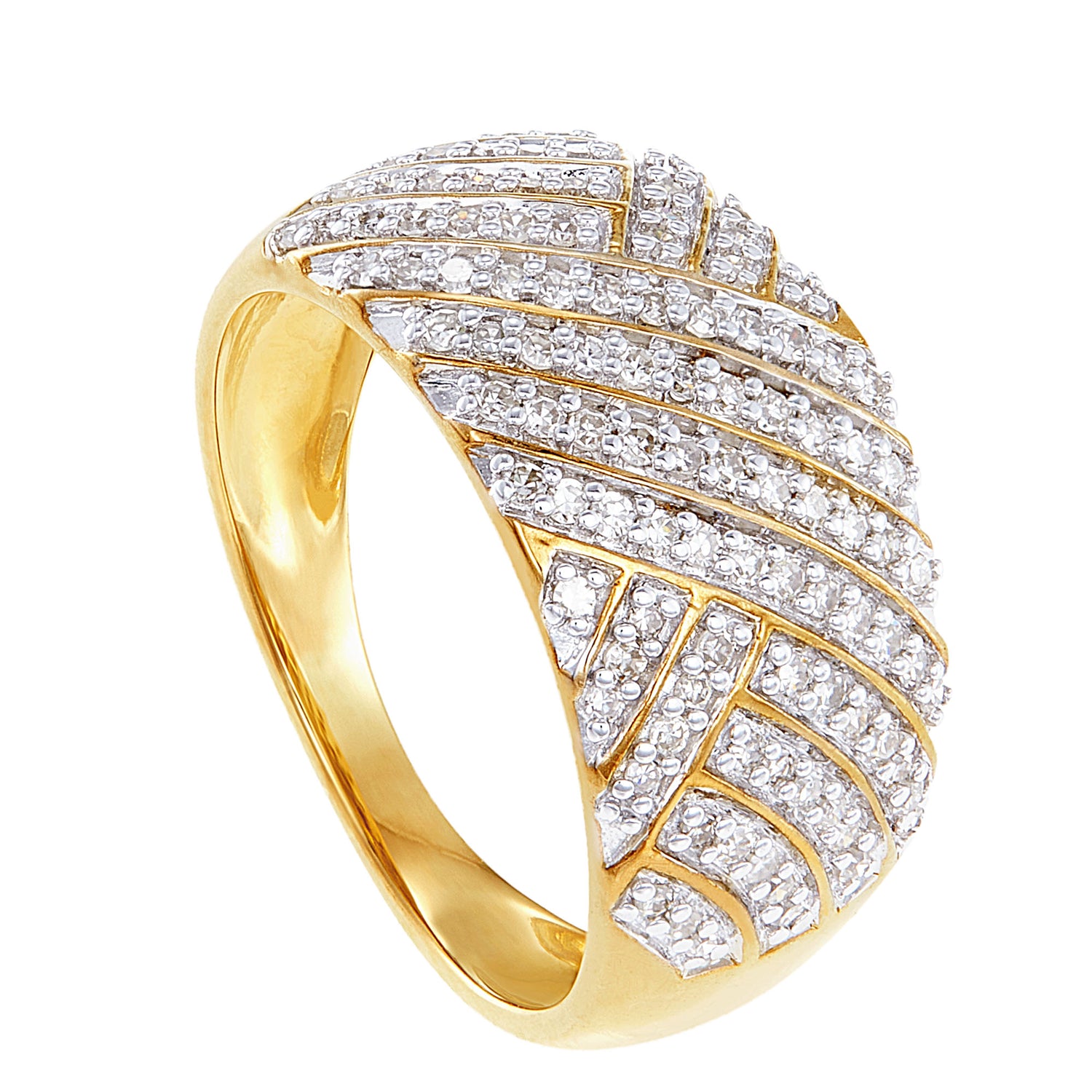 Tapered Band Diamond Ring in 375/9K Yellow Gold 24707