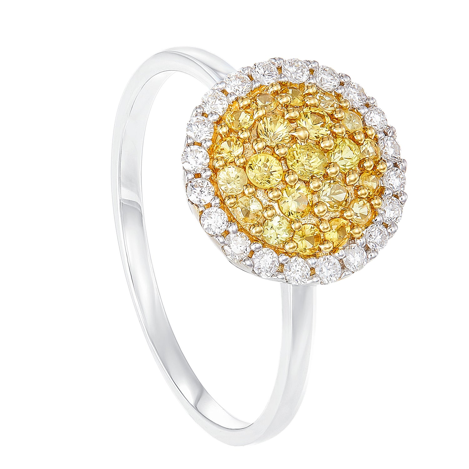 Diamond Yellow Sapphire Ring in 375/9K White and Yellow Gold