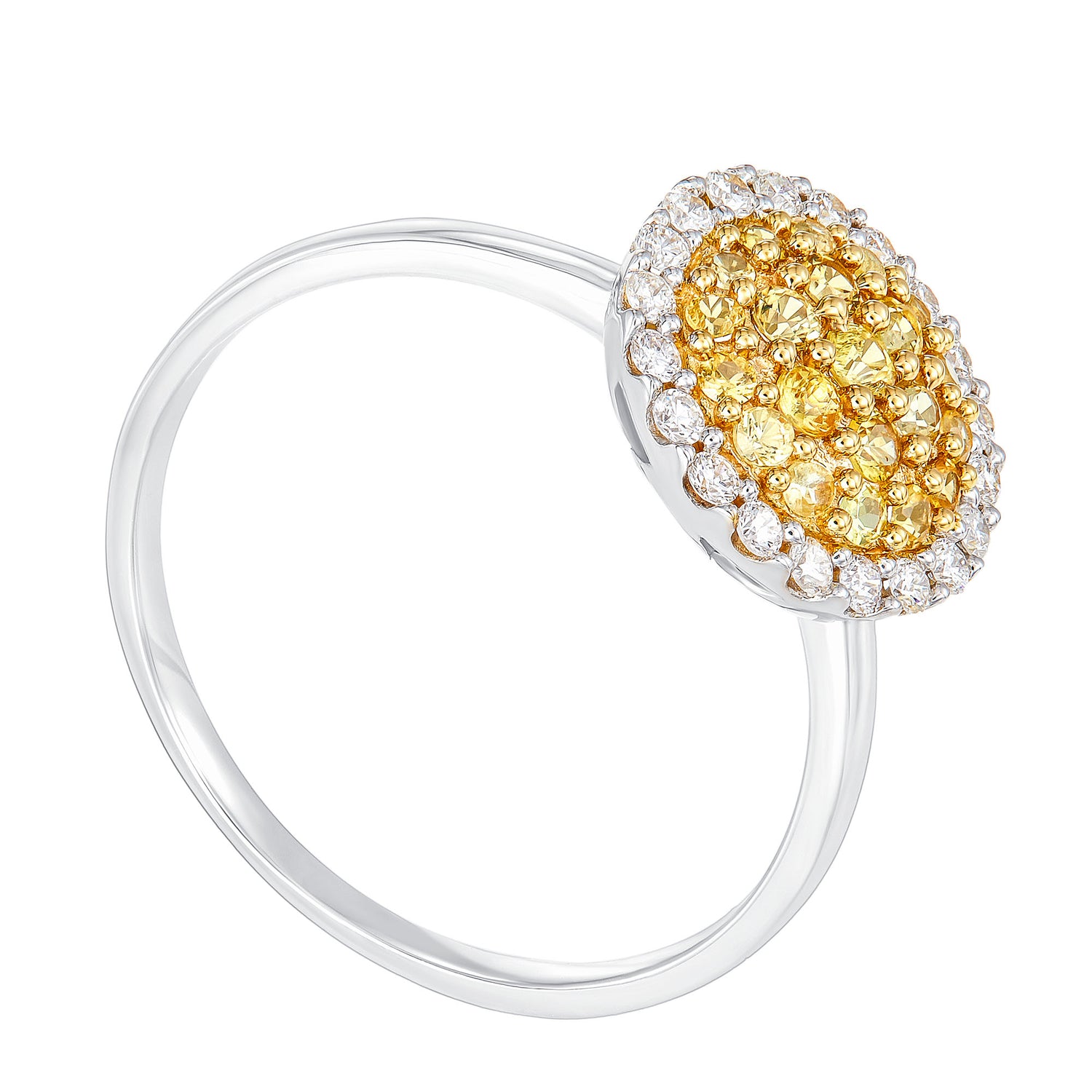Diamond Yellow Sapphire Ring in 375/9K White and Yellow Gold