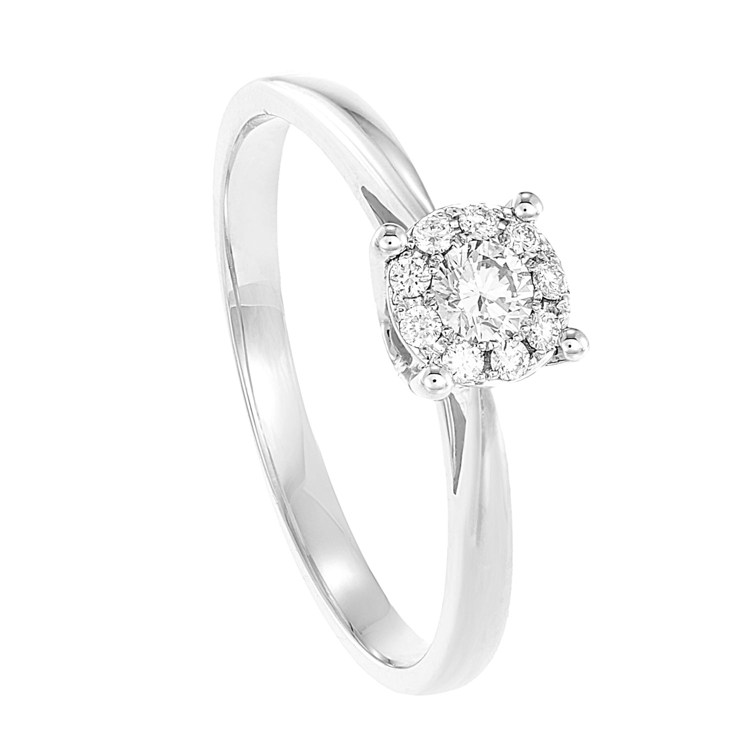 Polaris Reverse Tapered shank Round Diamond Ring in 750/18K White Gold 11825