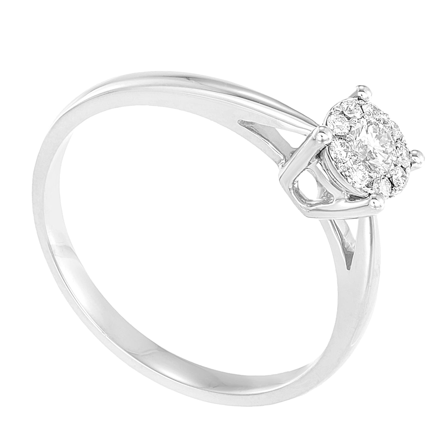 Polaris Reverse Tapered shank Round Diamond Ring in 750/18K White Gold 11825