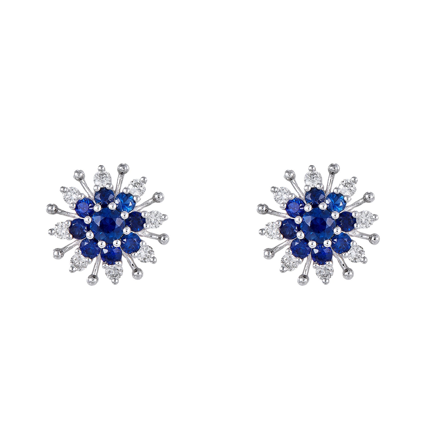 Fireworks Blue Sapphire Diamond Earrings in 375/9K White Gold 262760122(E)-WG-BS