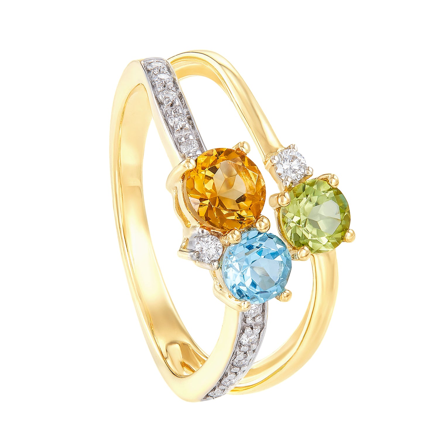 Multi-Coloured Gemstone Diamond Ring in 375/9K White and Yellow Gold 263280122