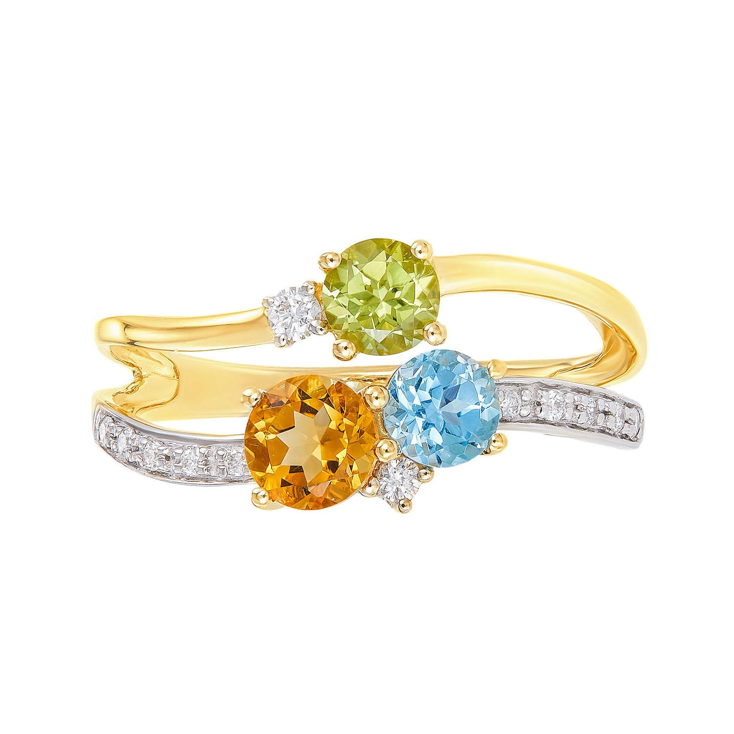 Multi-Coloured Gemstone Diamond Ring in 375/9K White and Yellow Gold 263280122