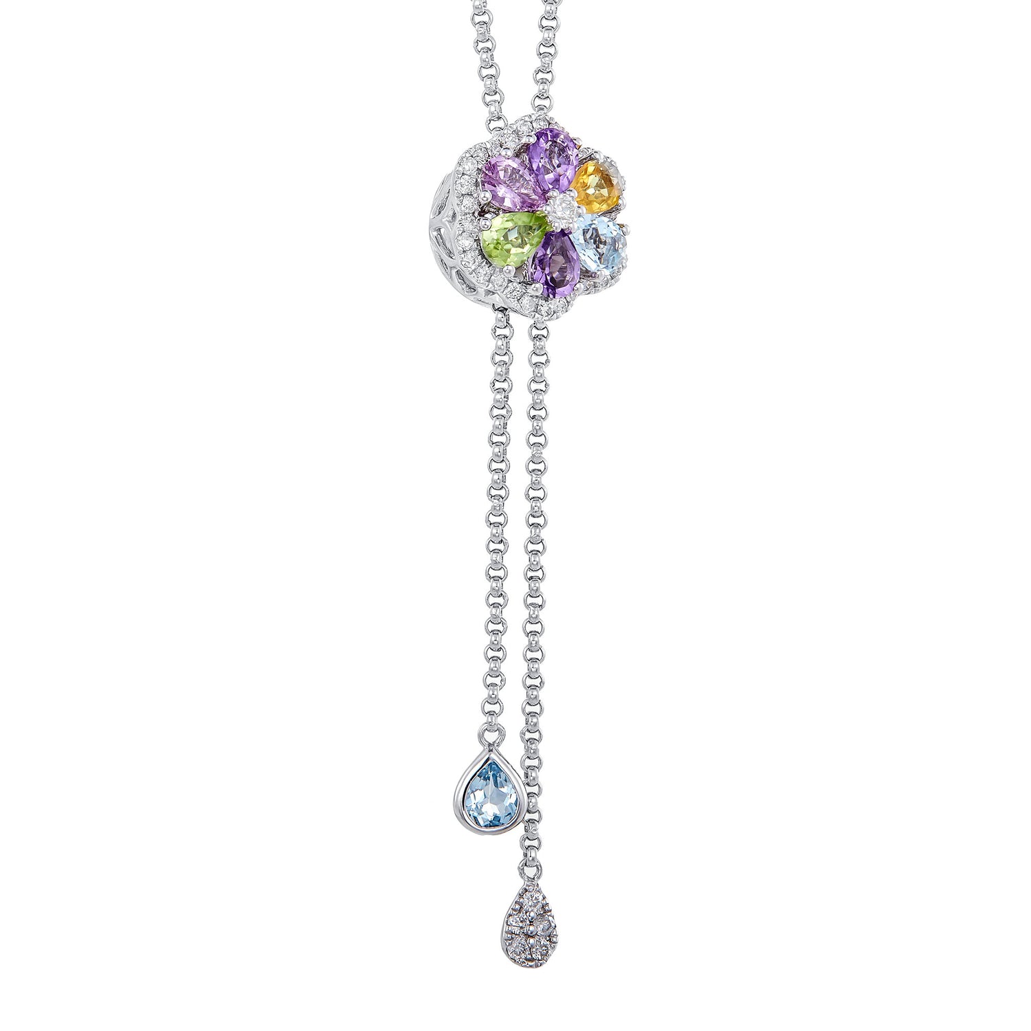 Multi-Coloured Gemstone Diamond Necklace in 375/9K White Gold 262601221(N)