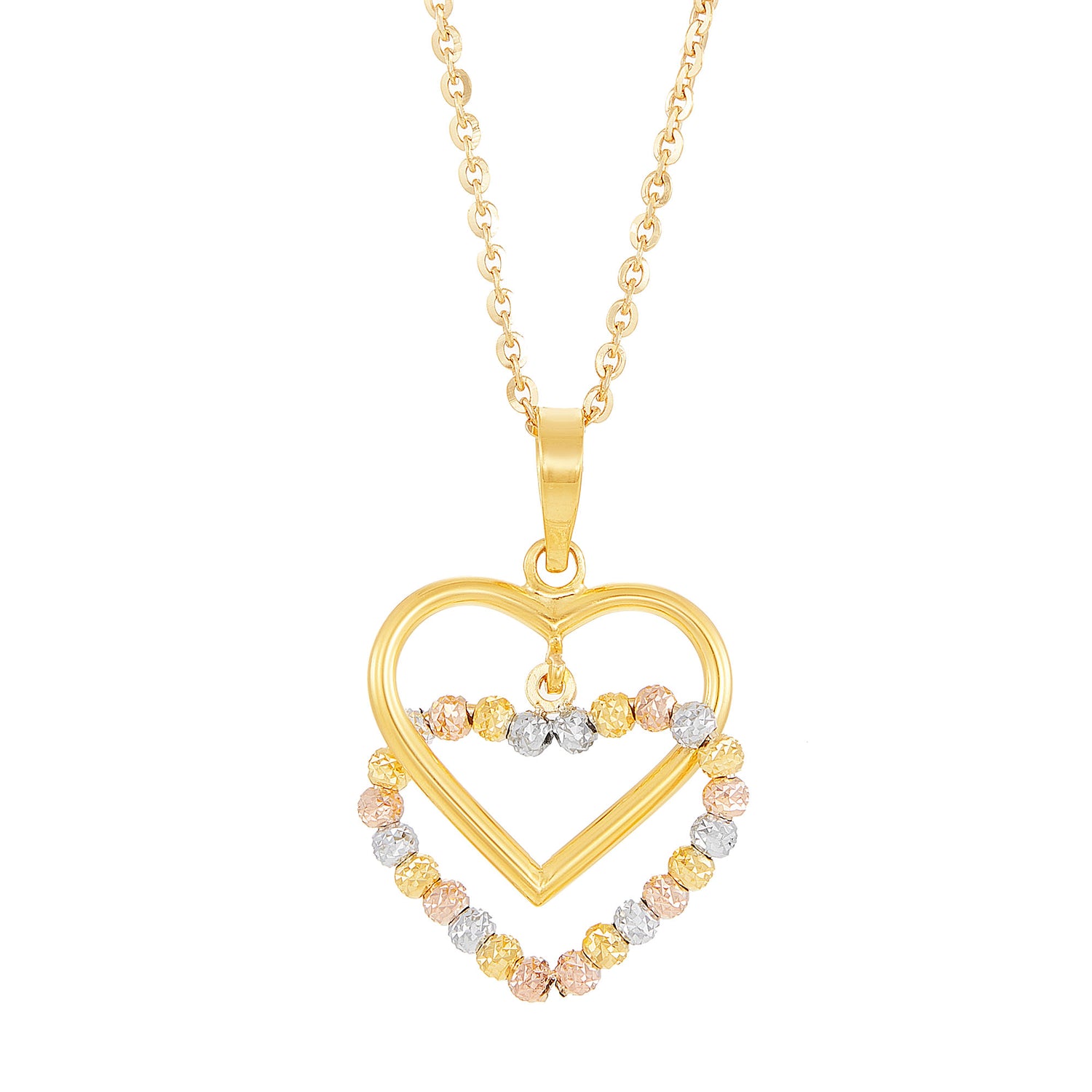 Oro Italia 916 Yellow, White and Rose Gold Pendant (Heart) GP51631221-TI (22K Gold)
