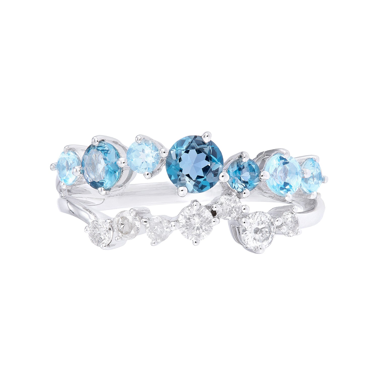 CHIC | Blue Topaz Gemstone Diamond Ring in 375/9K White Gold 263180722(WG)