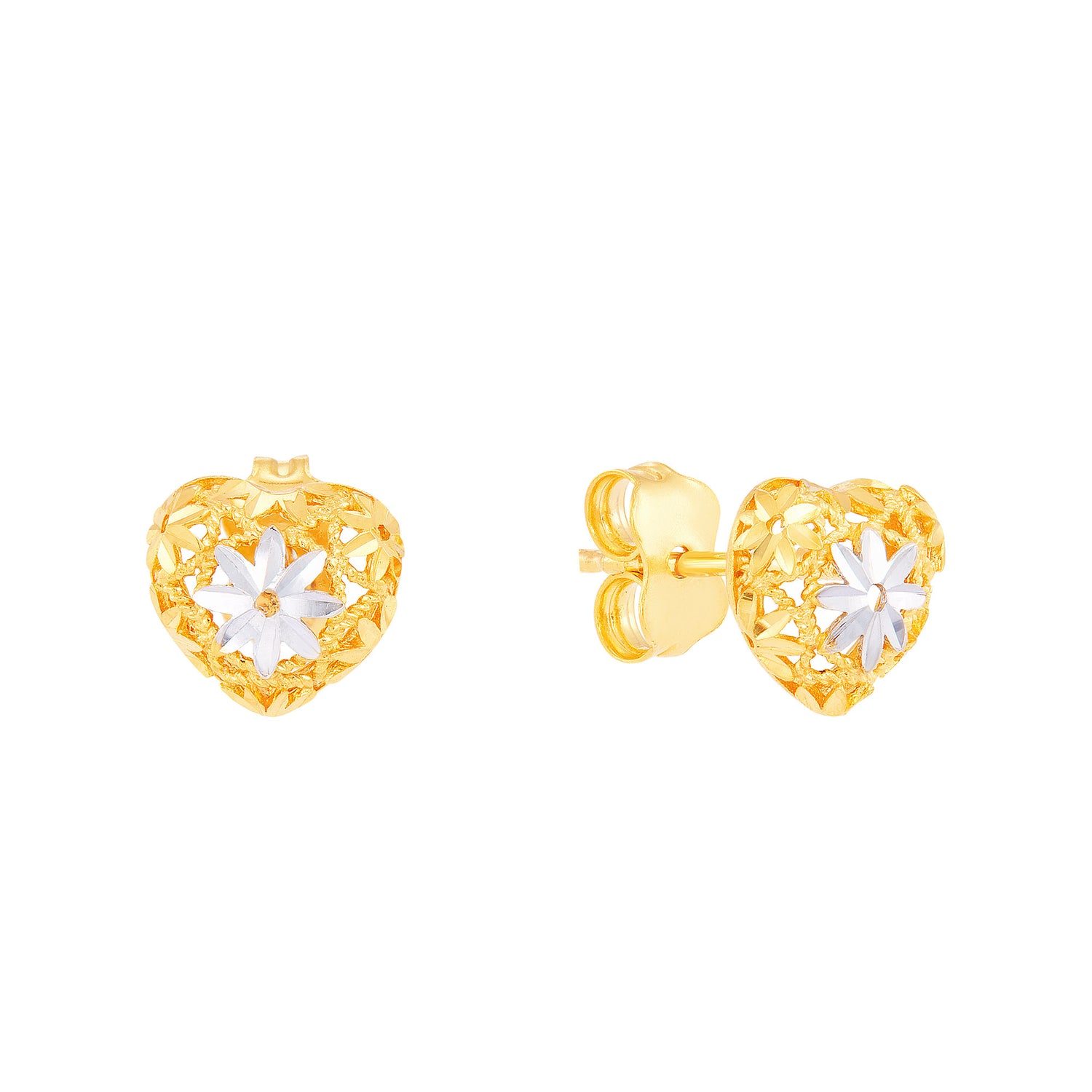 Oro Italia 916 Yellow and White Gold Earrings GE73440922(YW)-BI (22K Gold)
