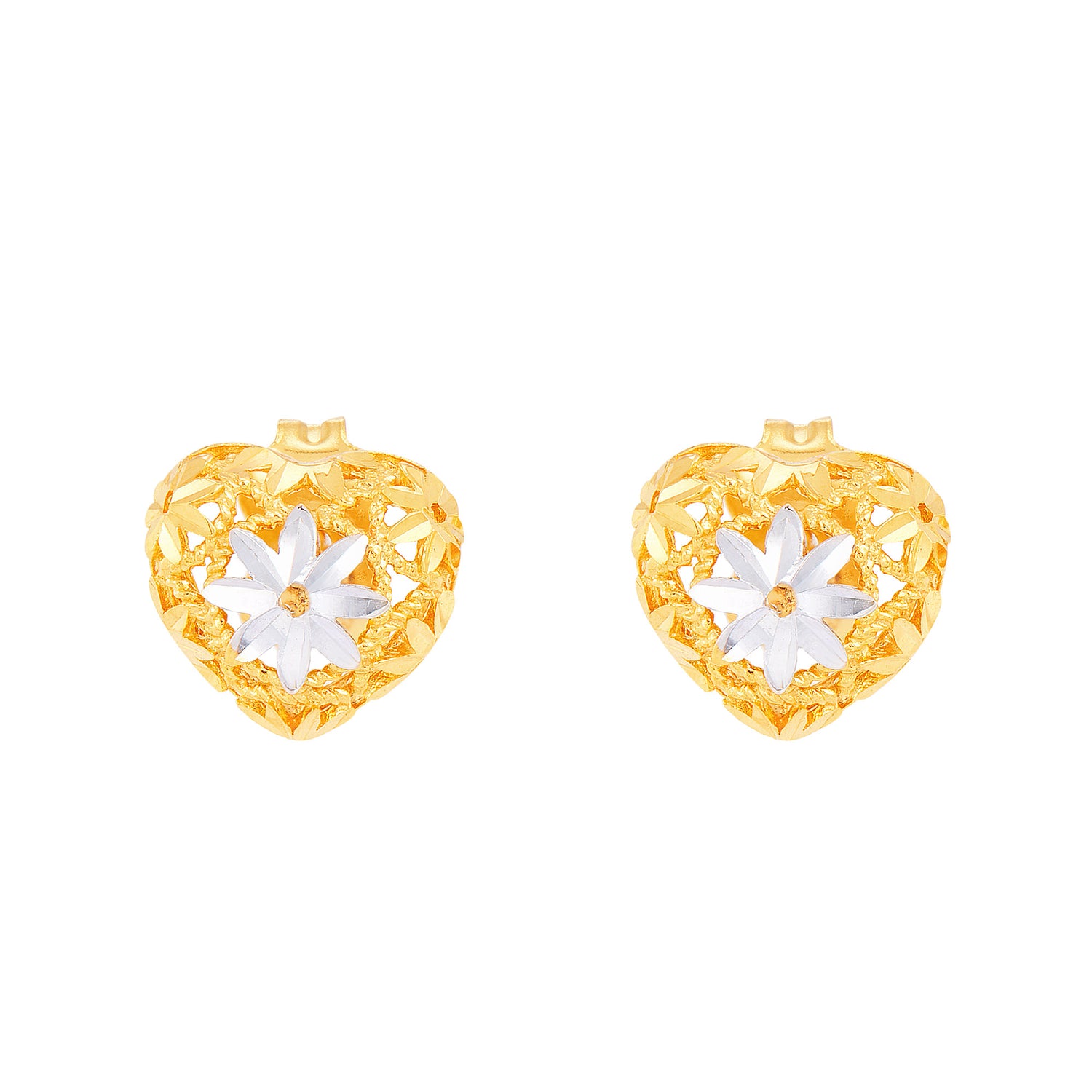 Oro Italia 916 Yellow and White Gold Earrings GE73440922(YW)-BI (22K Gold)