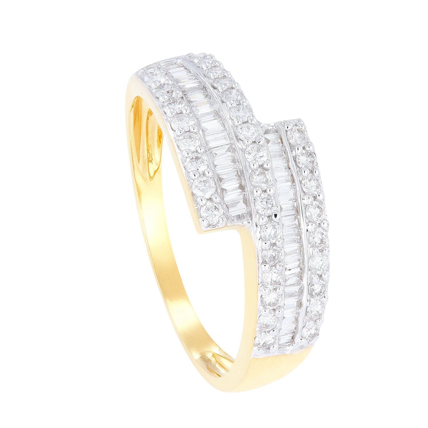 Tapered and Round Diamond Ring in 375/9K Yellow Gold 23404(9C)-YG