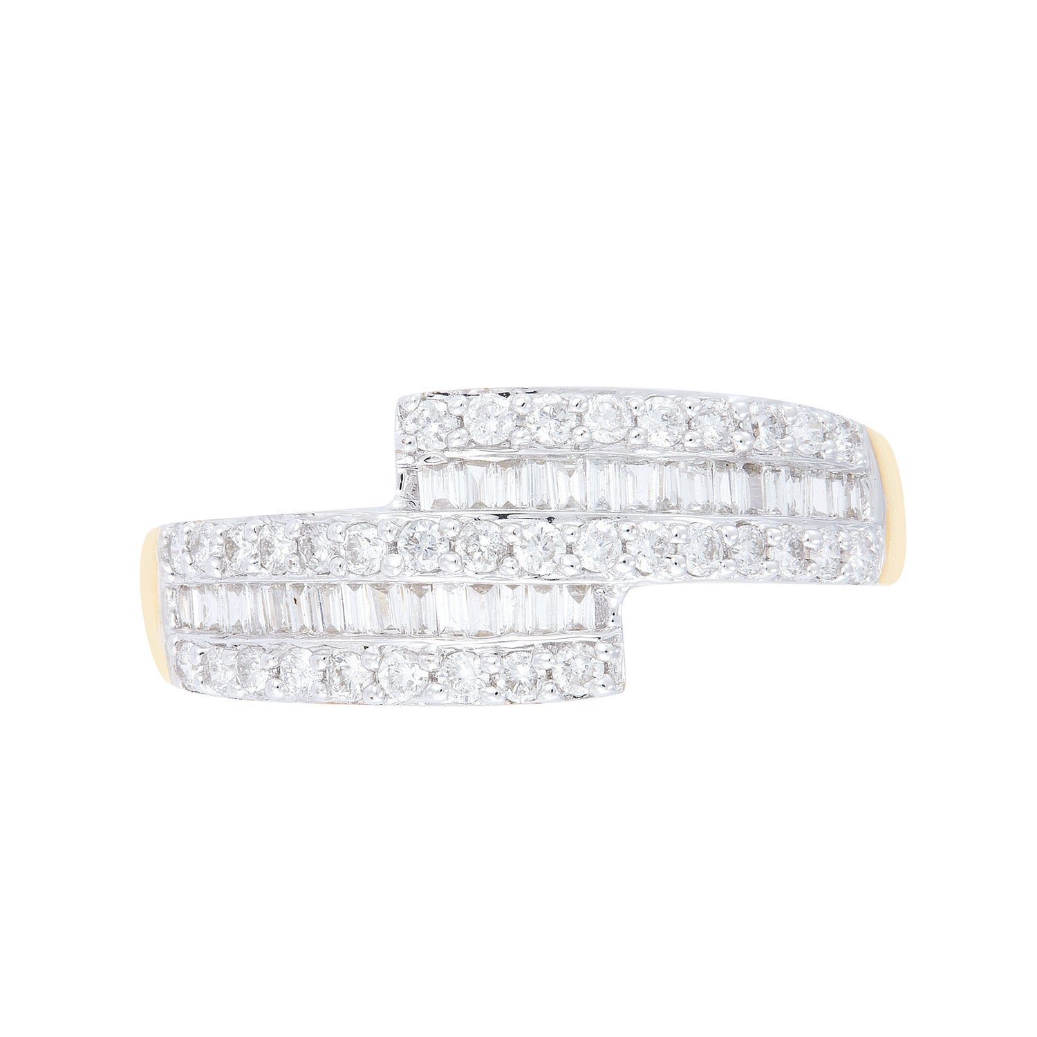 Tapered and Round Diamond Ring in 375/9K Yellow Gold 23404(9C)-YG