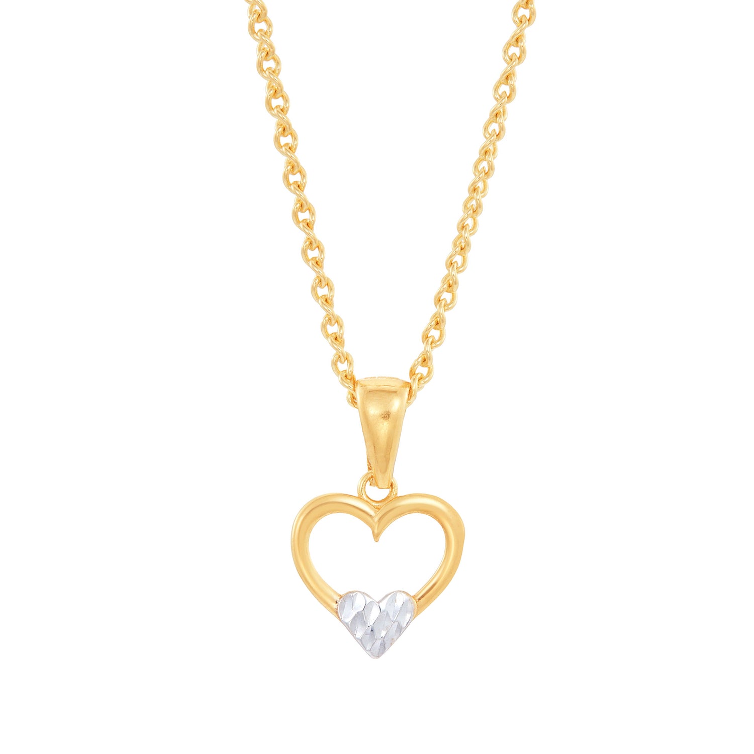 Oro Italia 916 Yellow and White Gold Pendant (Heart) GP52230223(YW)-BI (22K Gold)