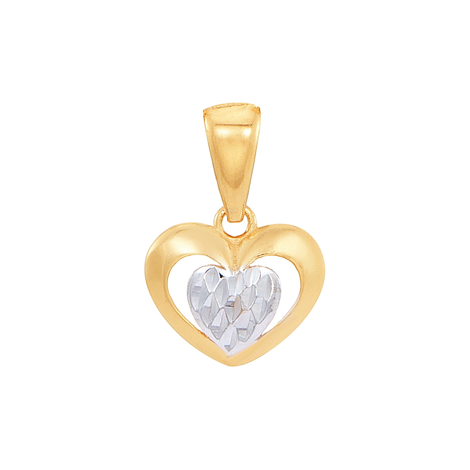 Oro Italia 916 Yellow and White Gold Pendant (Heart) GP52250223(YW)-BI (22K Gold)