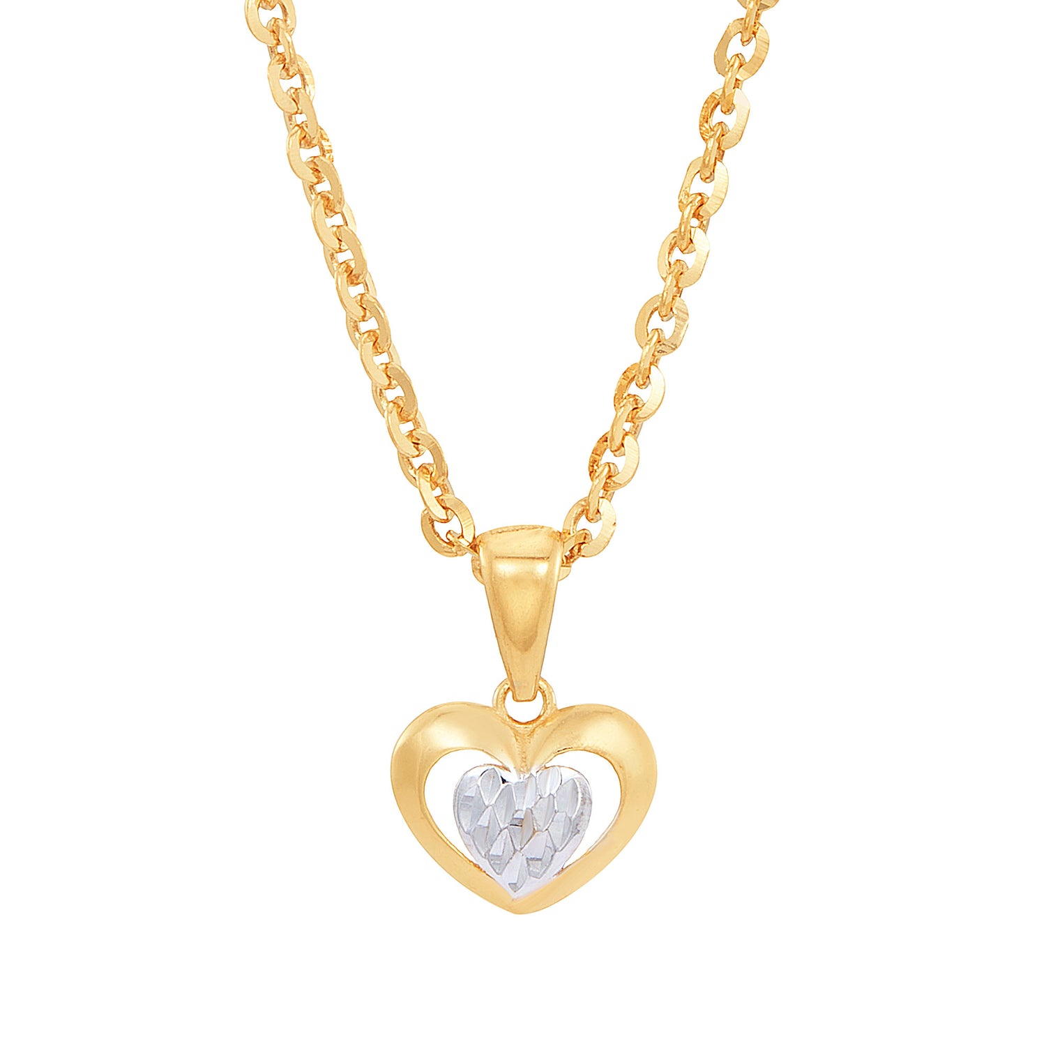 Oro Italia 916 Yellow and White Gold Pendant (Heart) GP52250223(YW)-BI (22K Gold)