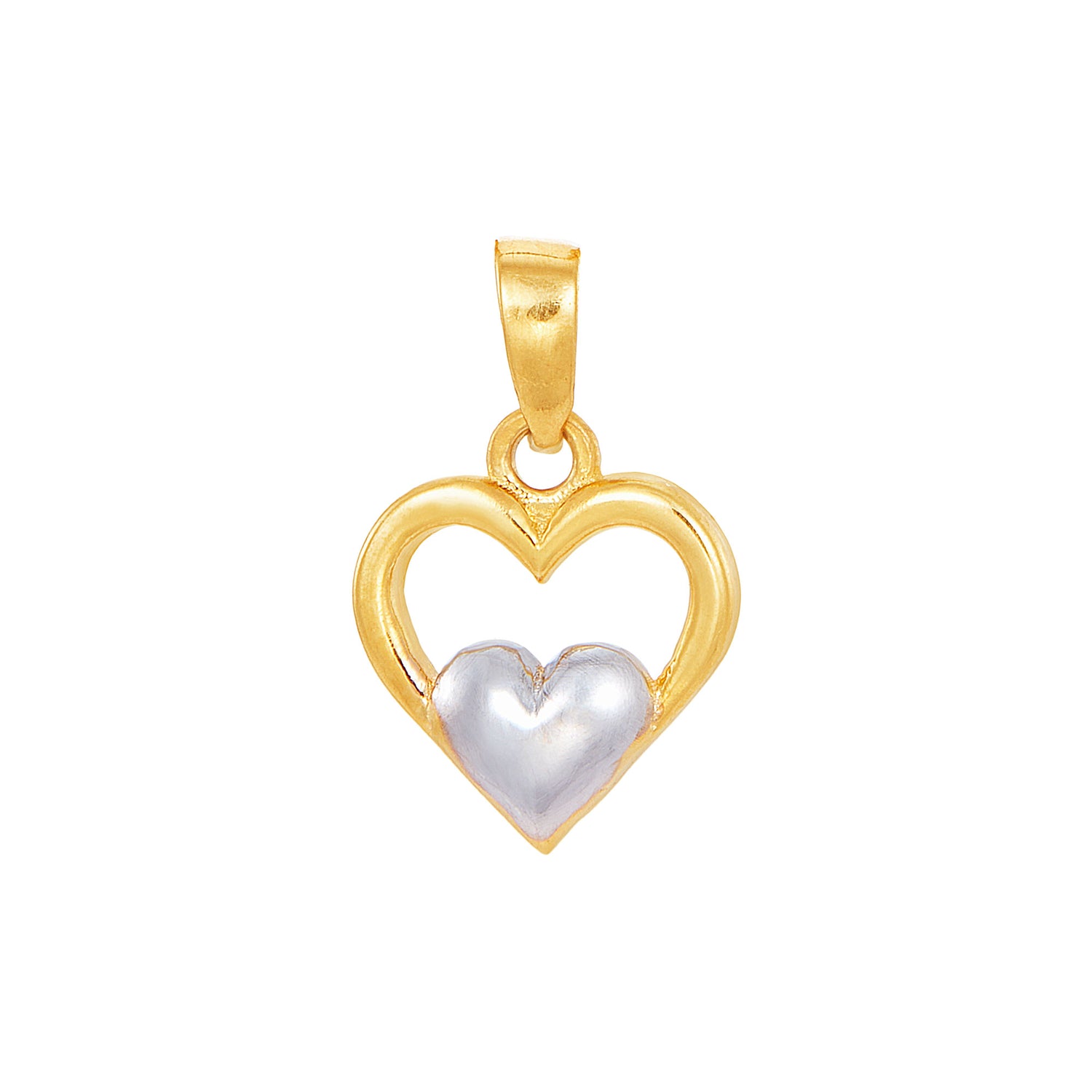 Oro Italia 916 Yellow and White Gold Pendant (Heart) GP52100123(YW)-BI (22K Gold)
