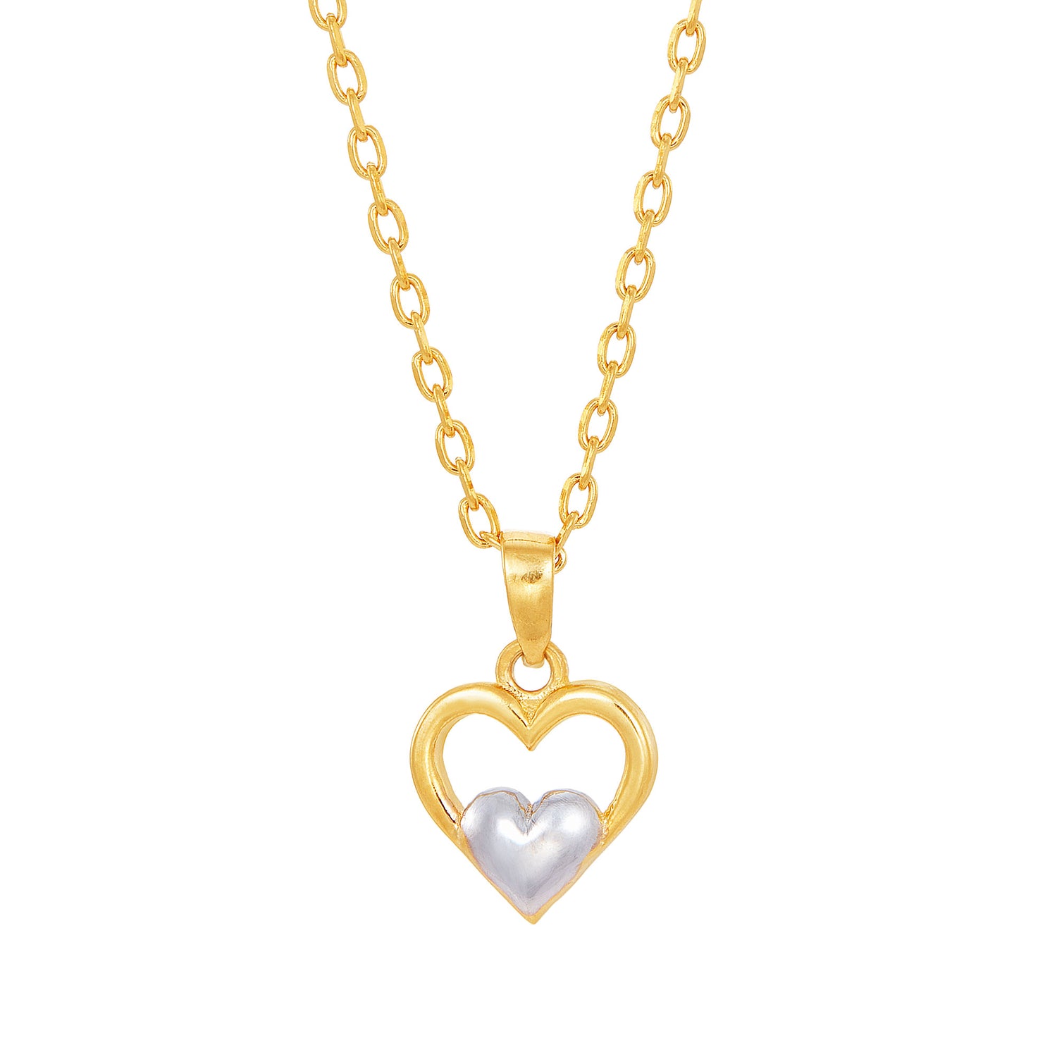 Oro Italia 916 Yellow and White Gold Pendant (Heart) GP52100123(YW)-BI (22K Gold)