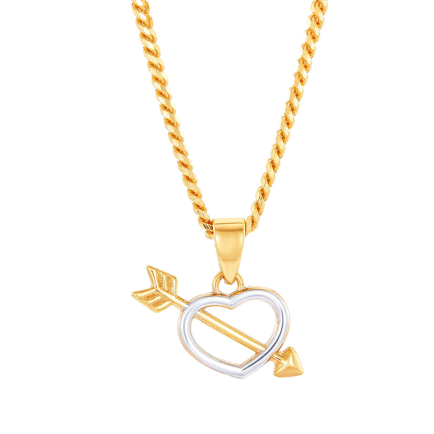 Oro Italia 916 Yellow and White Gold Pendant (Heart) GP52370323(YW)-BI (22K Gold)