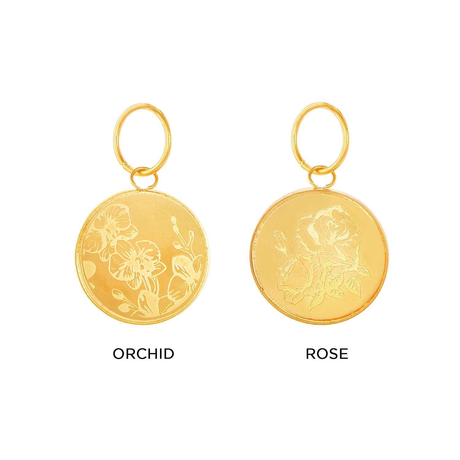 916/22K Yellow Gold Coin Pendant (Flower Orchid/Rose) P0AE