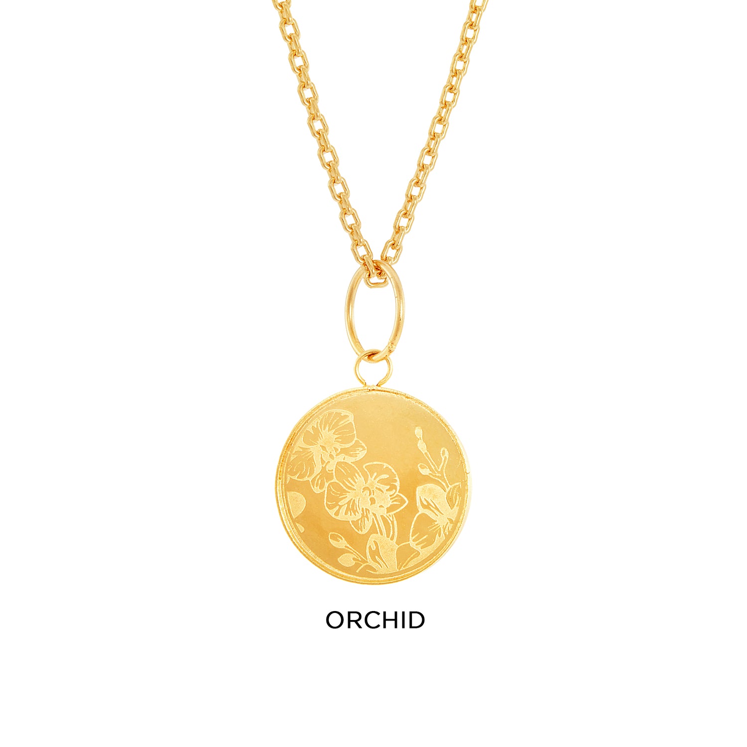 916/22K Yellow Gold Coin Pendant (Flower Orchid/Rose) P0AE
