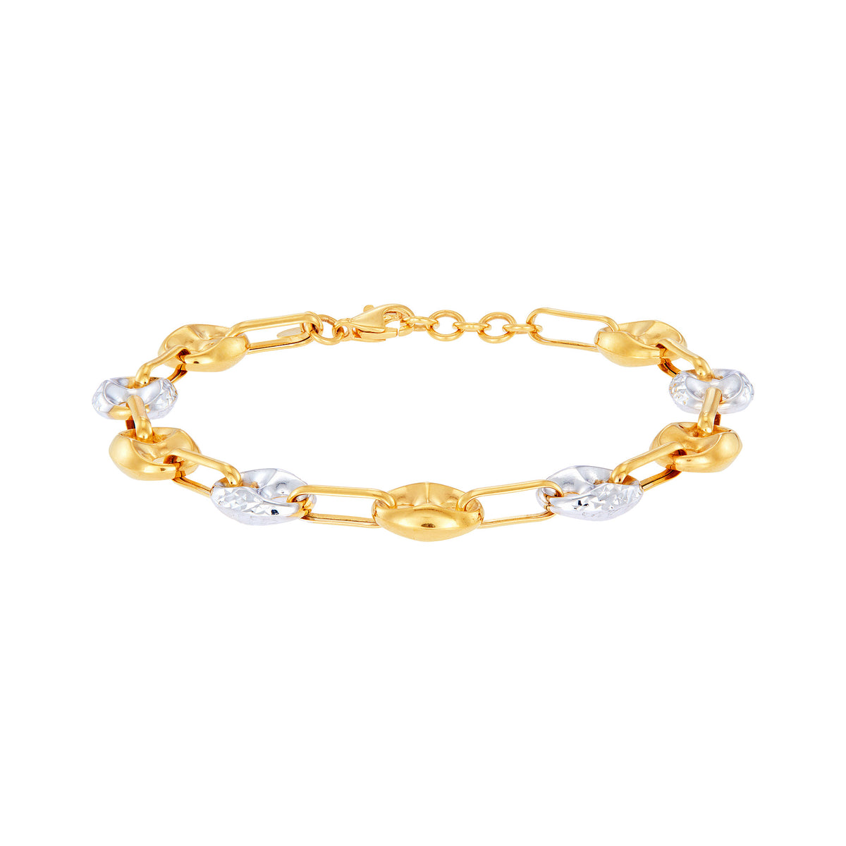 Oro Italia 916 Yellow and White Gold Bracelet GW43080523(YW)-BI (22K Gold)