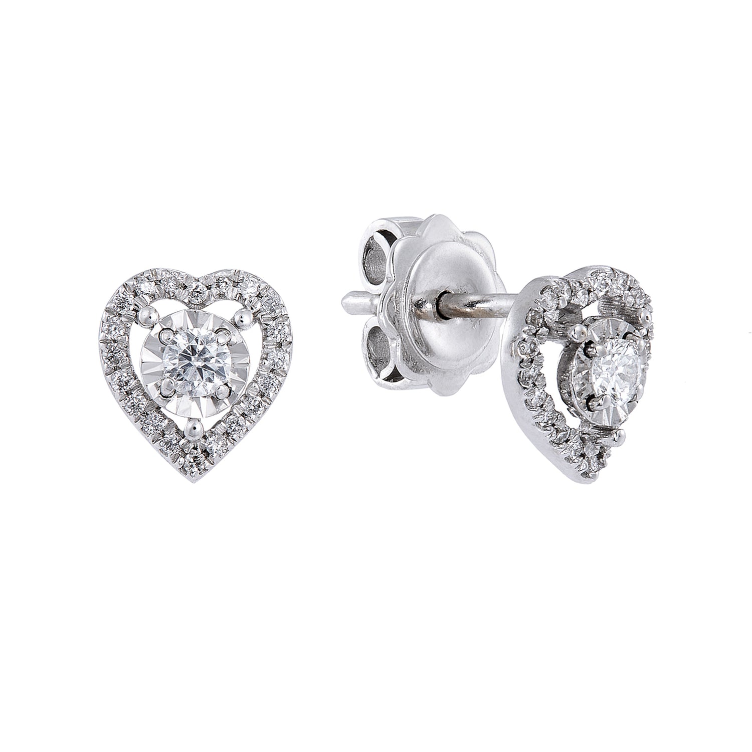 Diamond Earrings in 750/18K White Gold (Heart) 457070922