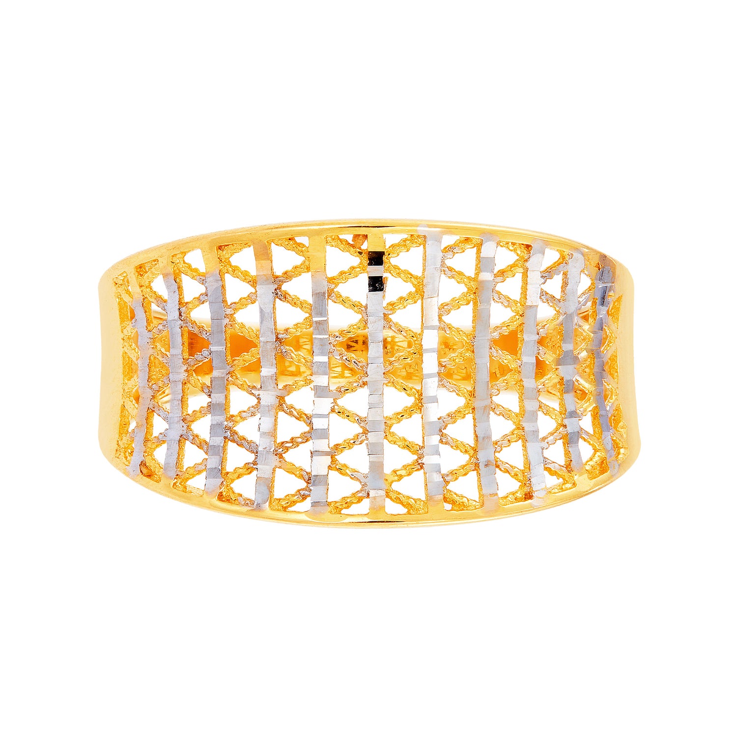 Oro Italia 916 Yellow and White Gold Ring GR51710823(YW)-BI (22K Gold)