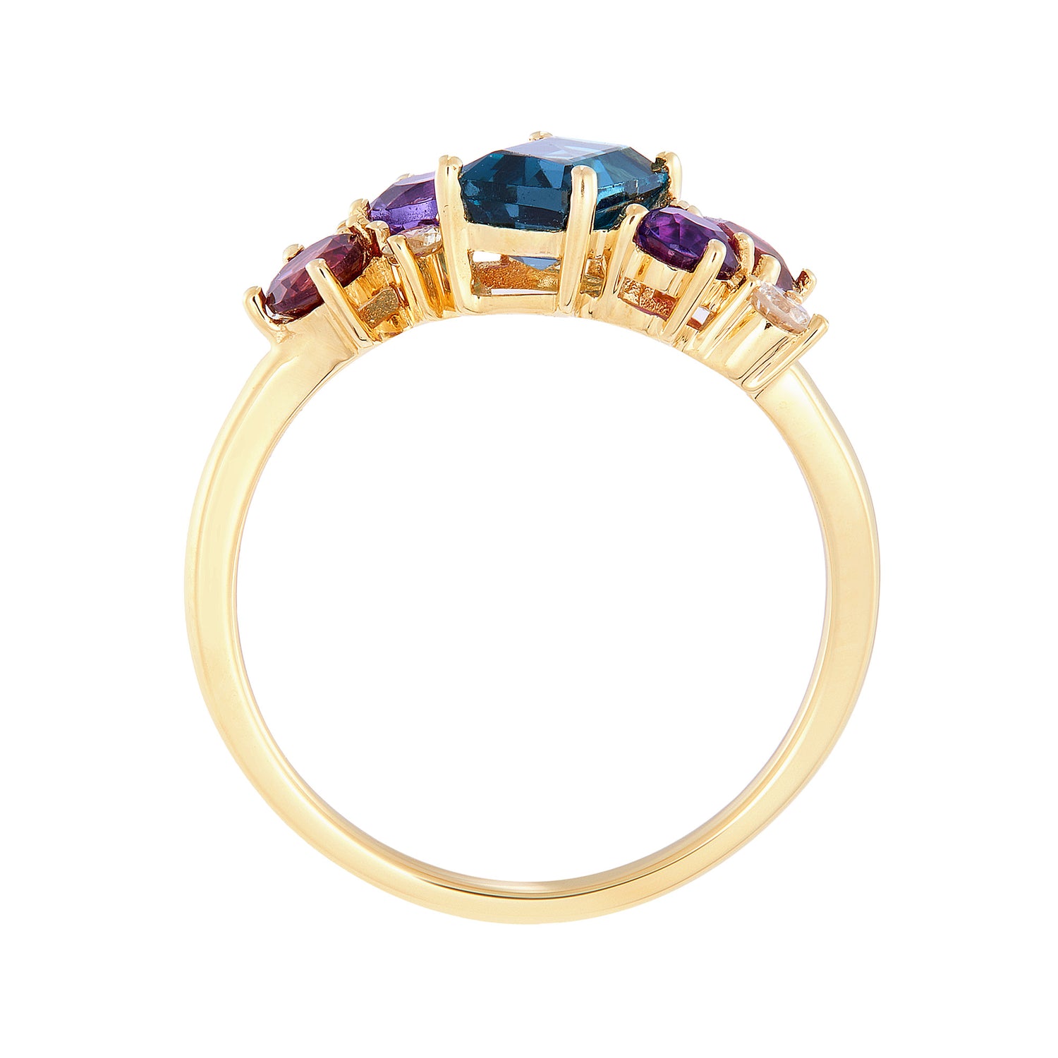 CHIC | Multi-Coloured Gemstone (Amethyst,Topaz,Rhodonite,Diamond) Ring In 375/9K Yellow Gold 263101123(YG)-MULTI