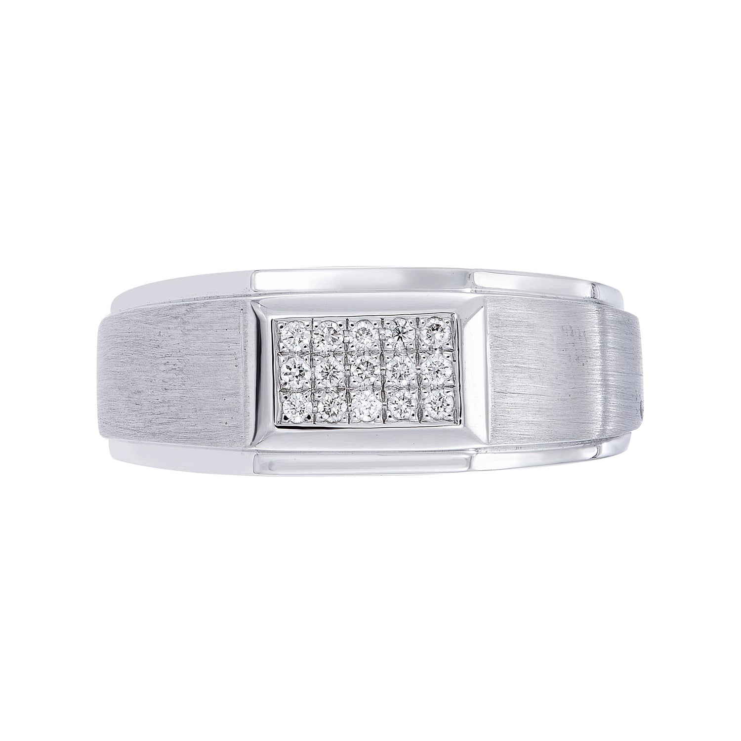Round Cut Diamond Grooved Men's Ring in 925 Silver Palladium 266180323(PLD)