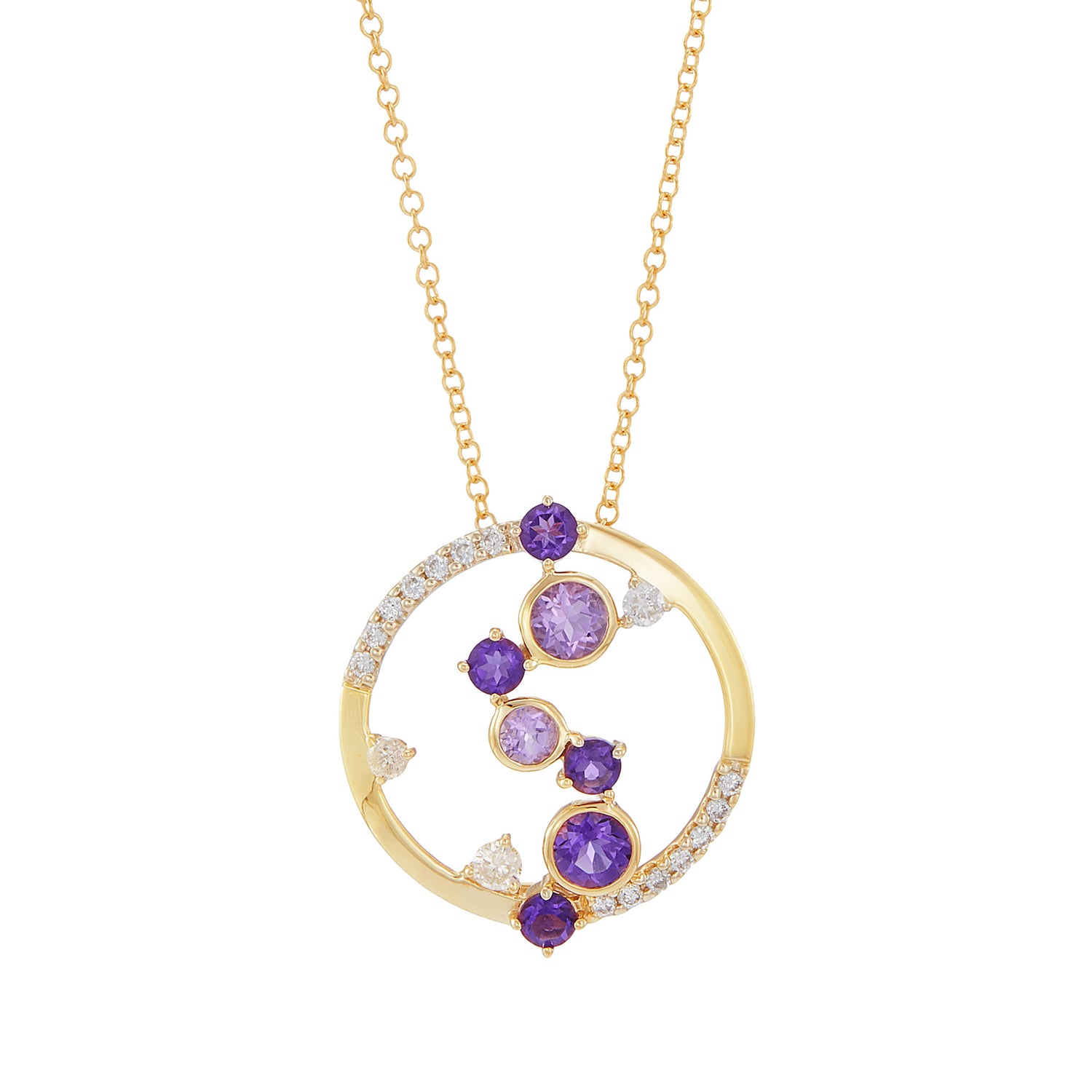 CHIC | Amethyst and Round Diamond Necklace in 375/9K Yellow Gold 559071123(YG)-AMEH