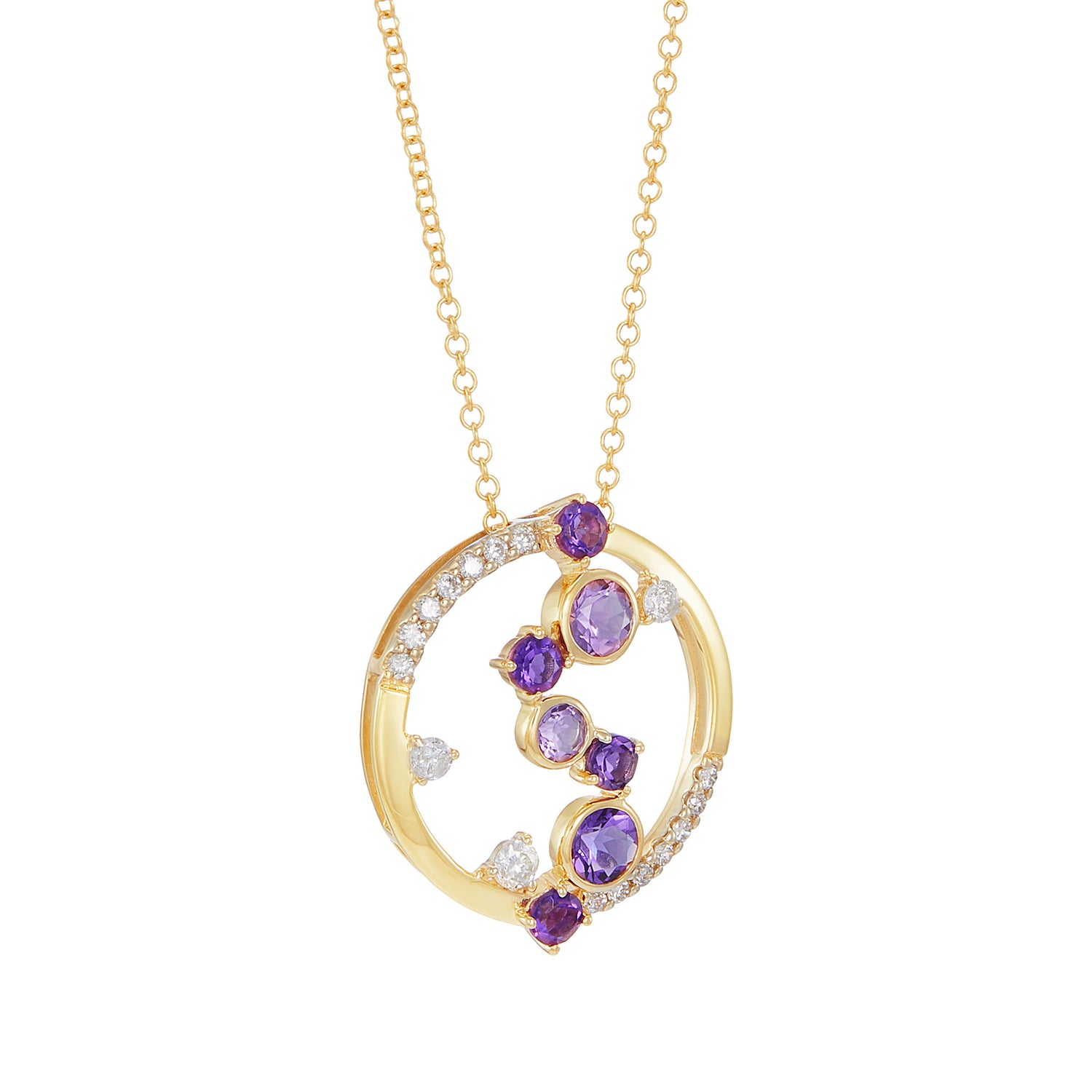 CHIC | Amethyst and Round Diamond Necklace in 375/9K Yellow Gold 559071123(YG)-AMEH