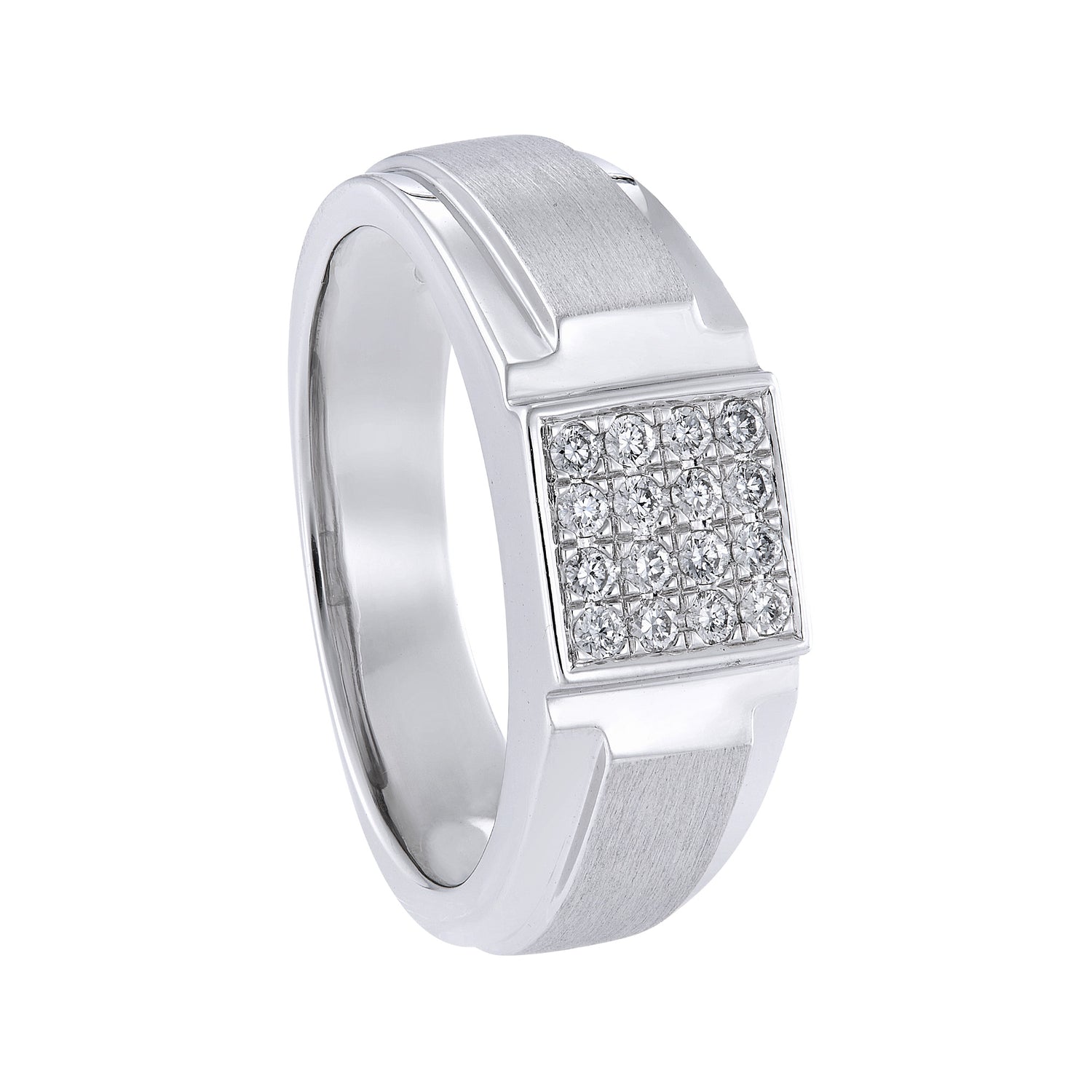 Bezel Diamond Men's Ring in 925 Silver Palladium 266350423(PLD)