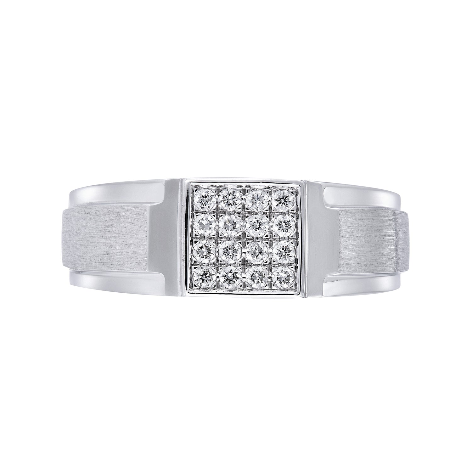 Bezel Diamond Men's Ring in 925 Silver Palladium 266350423(PLD)