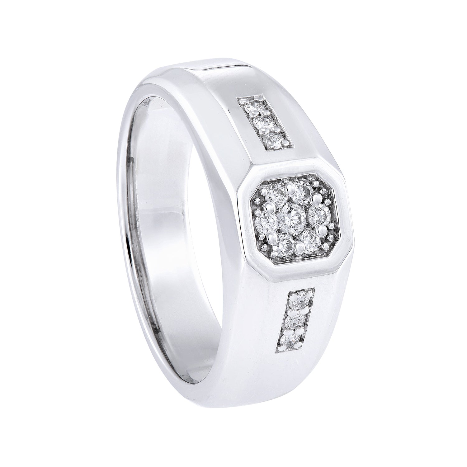 Flush Diamond Men's Ring in 925 Silver Palladium 266430423(PLD)