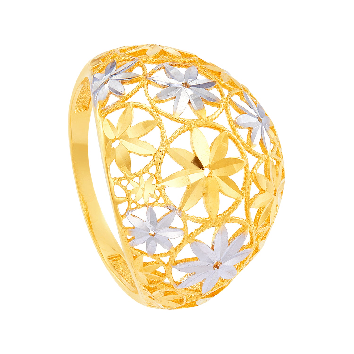 Oro Italia 916 Yellow and White Gold Ring GR51680823(YW)-BI (22K Gold)