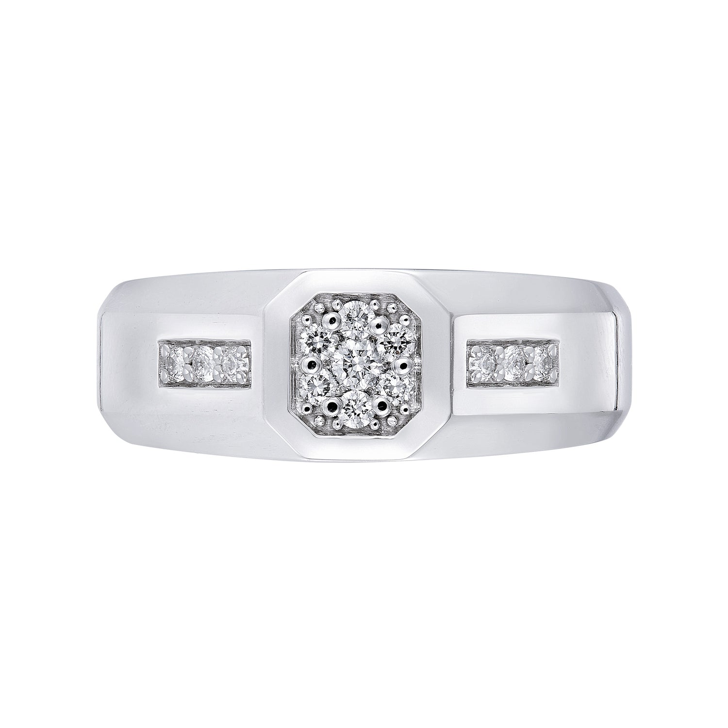 Flush Diamond Men's Ring in 925 Silver Palladium 266430423(PLD)