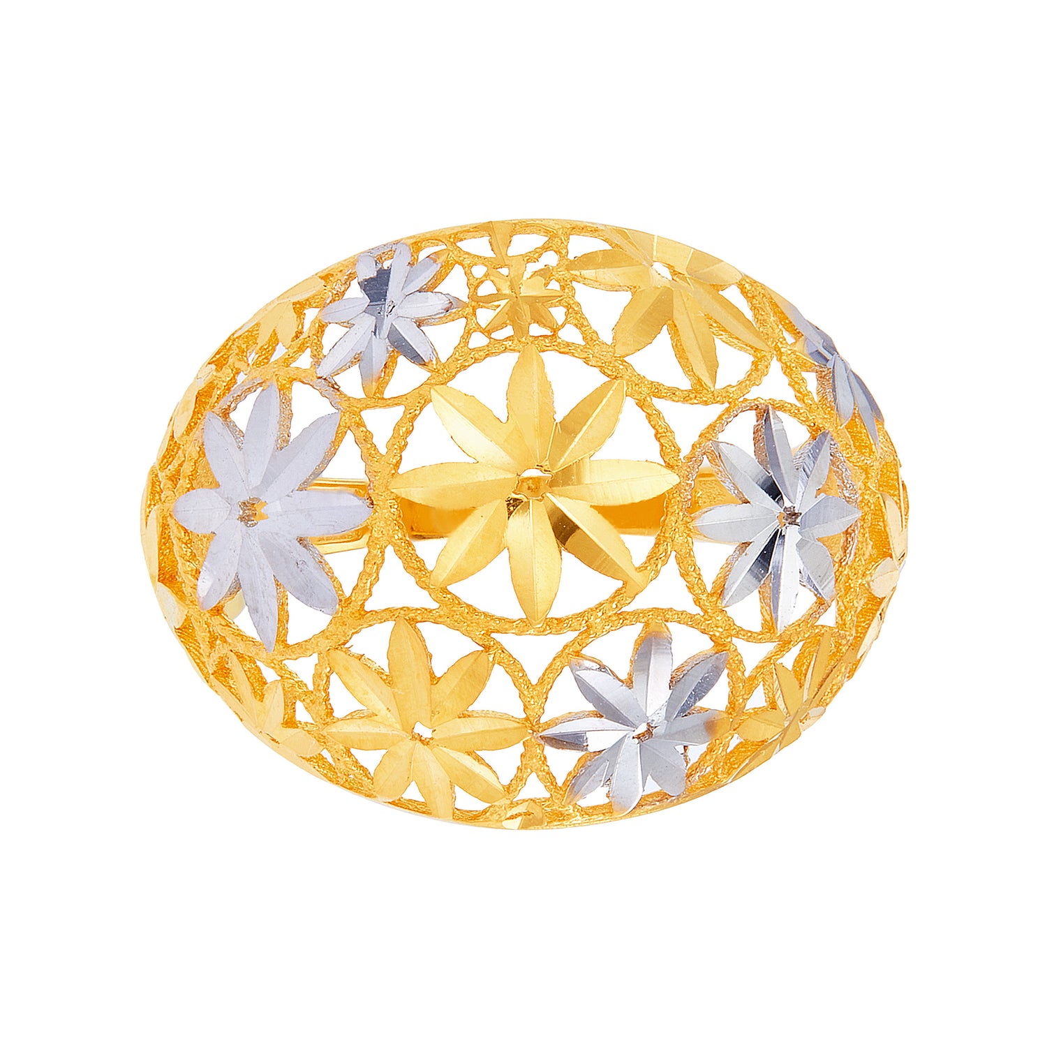 Oro Italia 916 Yellow and White Gold Ring GR51680823(YW)-BI (22K Gold)