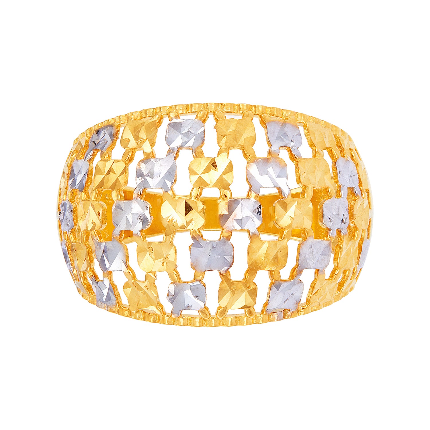 Oro Italia 916 Yellow and White Gold Ring GR51730823(YW)-BI (22K Gold)