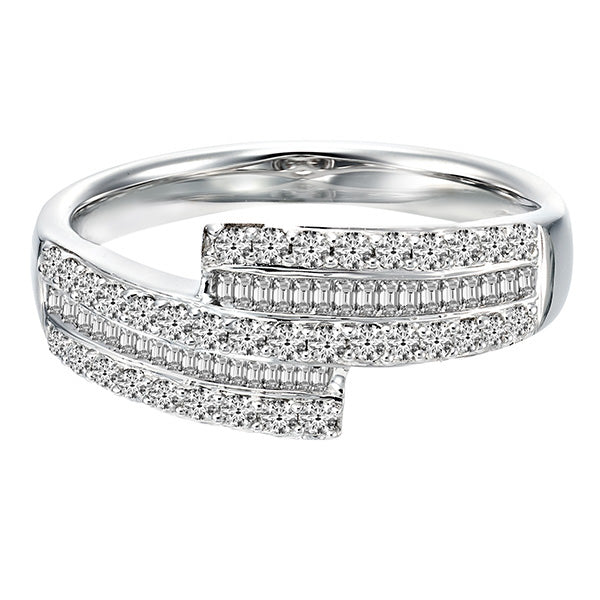 Tapered and Round Diamond Ring in 375/9K White Gold 23404(9C)-WG