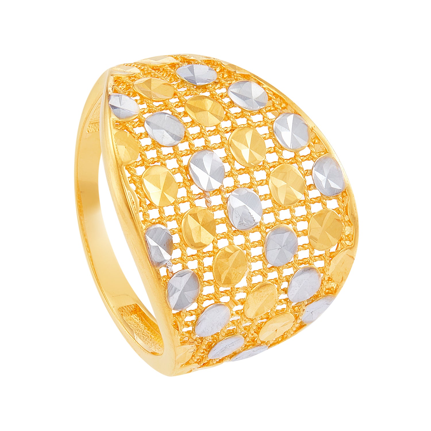 Oro Italia 916 Yellow and White Gold Ring GR53731223(YW)-BI (22K Gold)