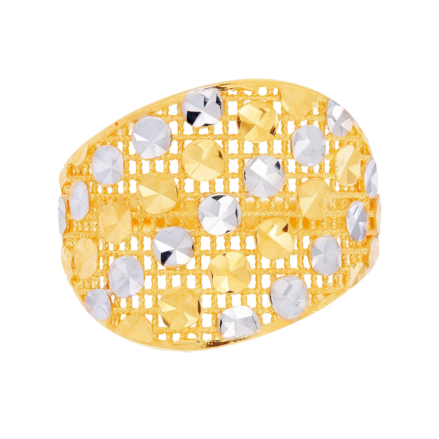 Oro Italia 916 Yellow and White Gold Ring GR53731223(YW)-BI (22K Gold)