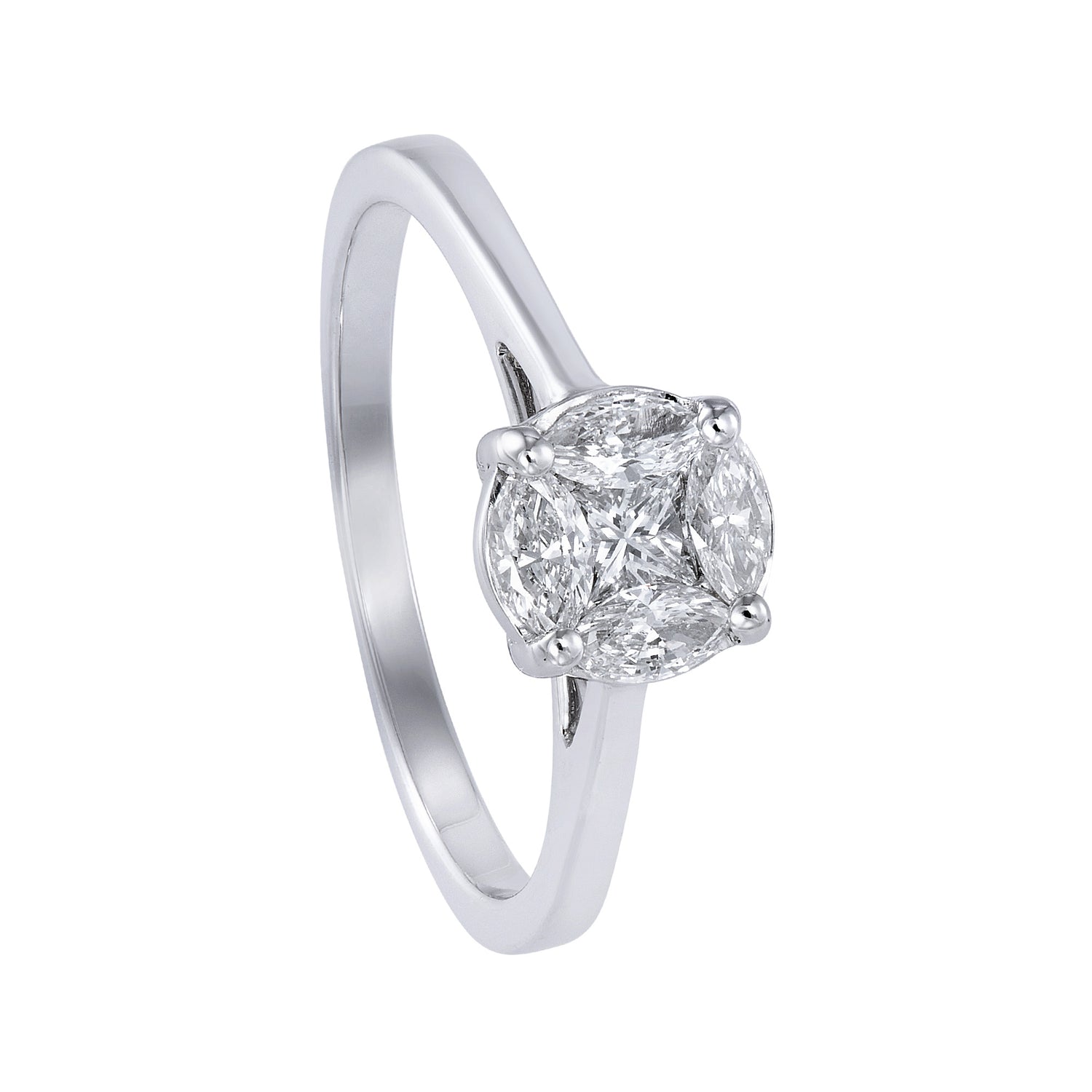 Empress | Marquise and Princess Cut Diamond Ring in 750/18K White Gold 263590222(WG)