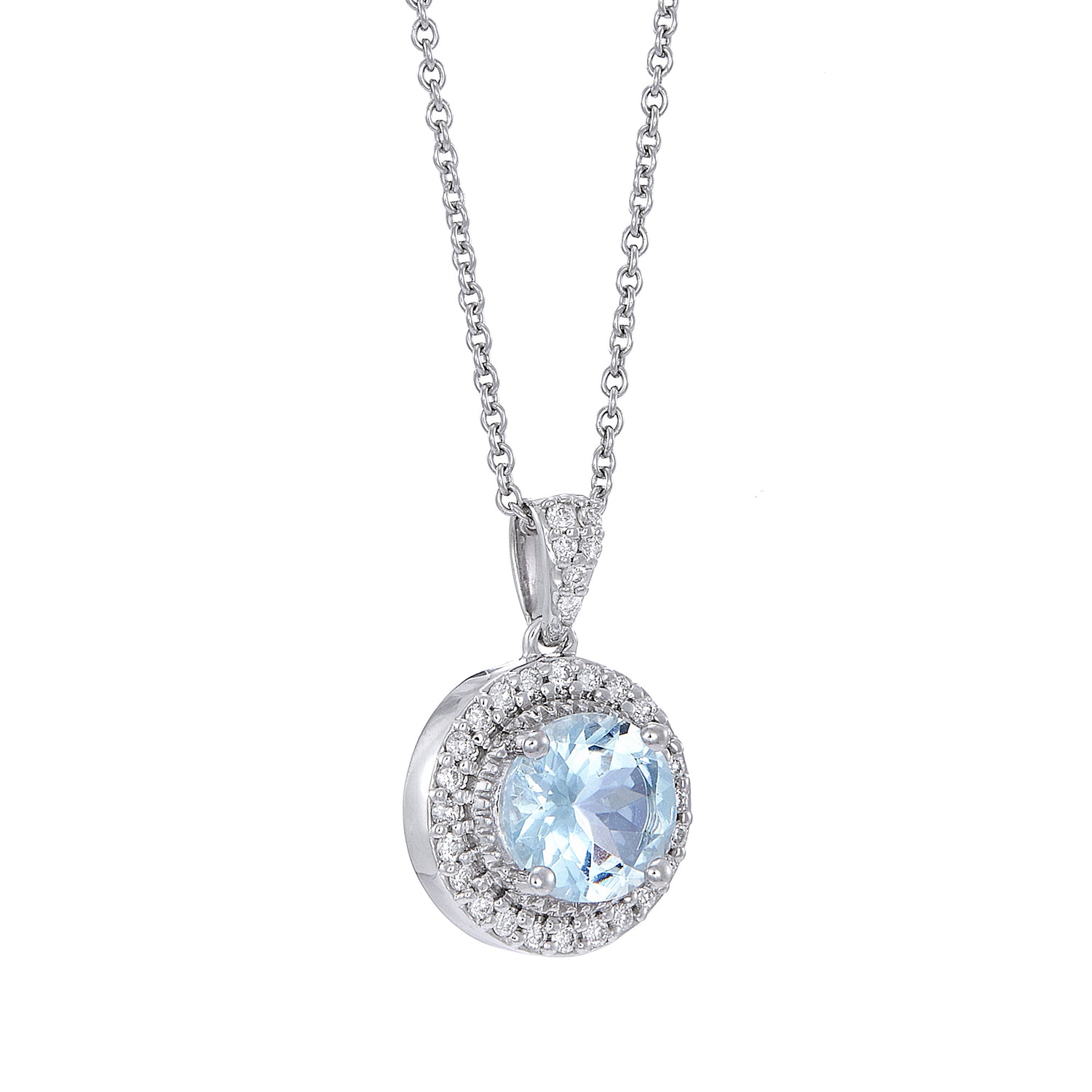 Aquamarine Cut and Diamond Necklace in 375/9K White Gold 265990223(N)