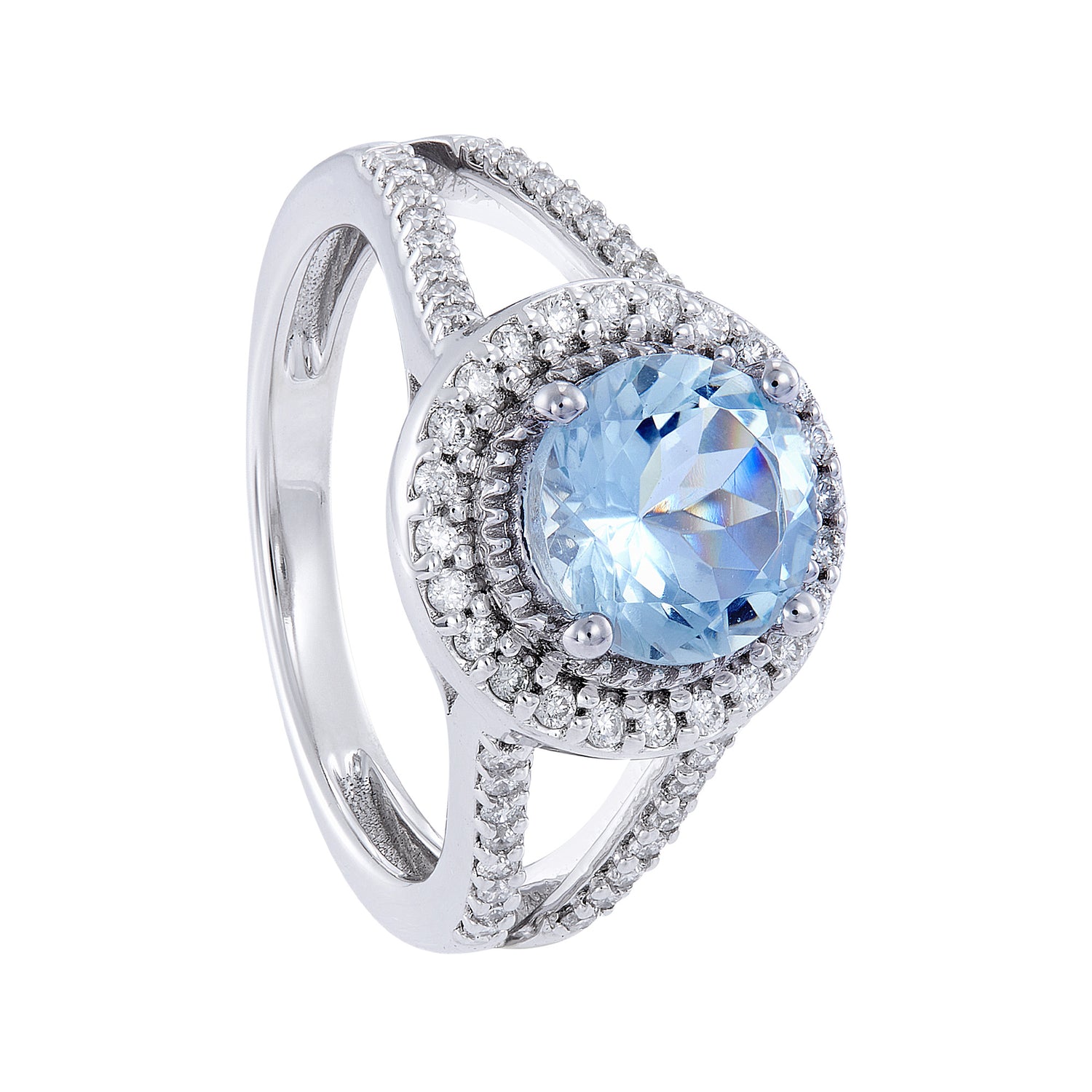 Aquamarine Cut and Diamond Ring in 375/9K White Gold 265990223(R)