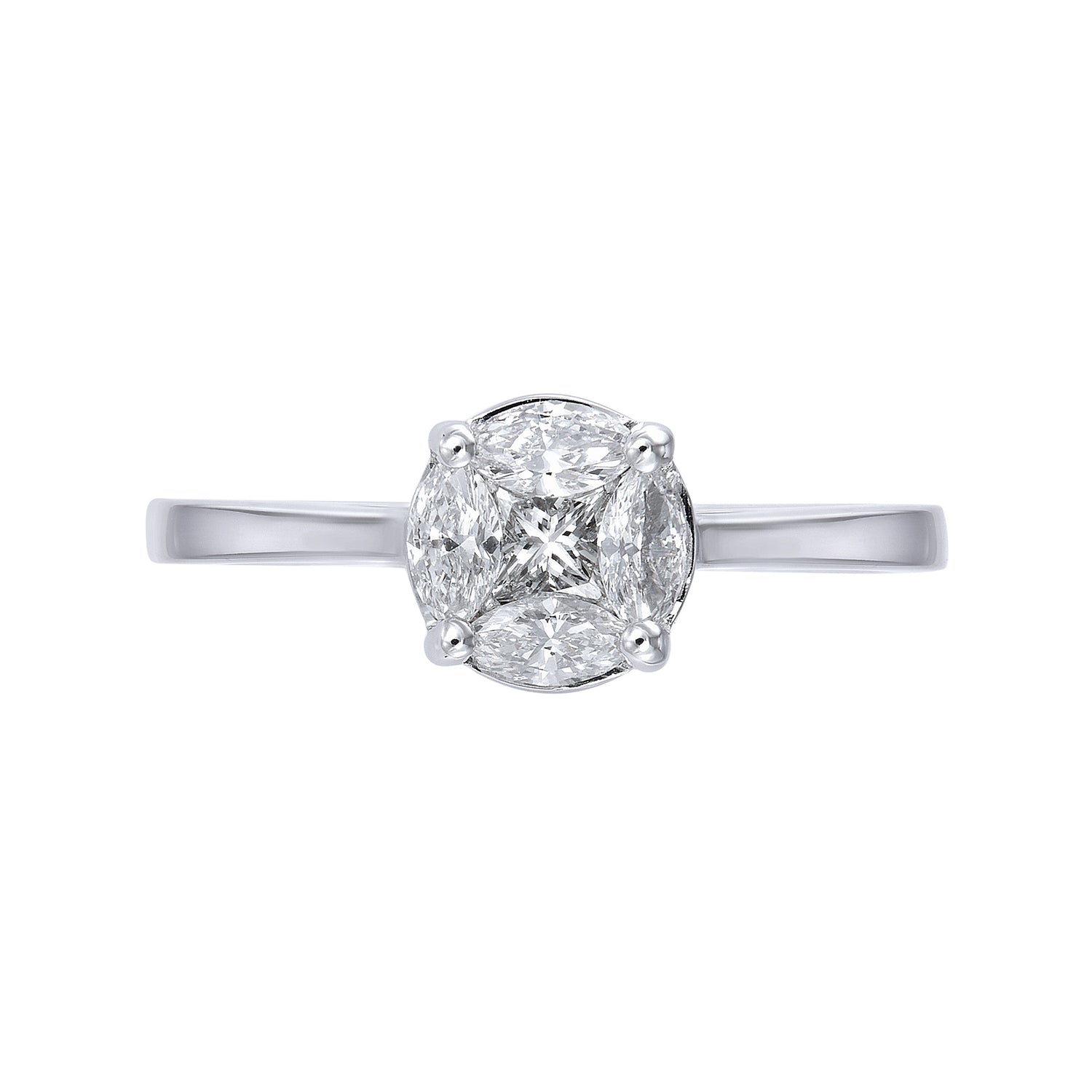 Empress | Marquise and Princess Cut Diamond Ring in 750/18K White Gold 263590222(WG)