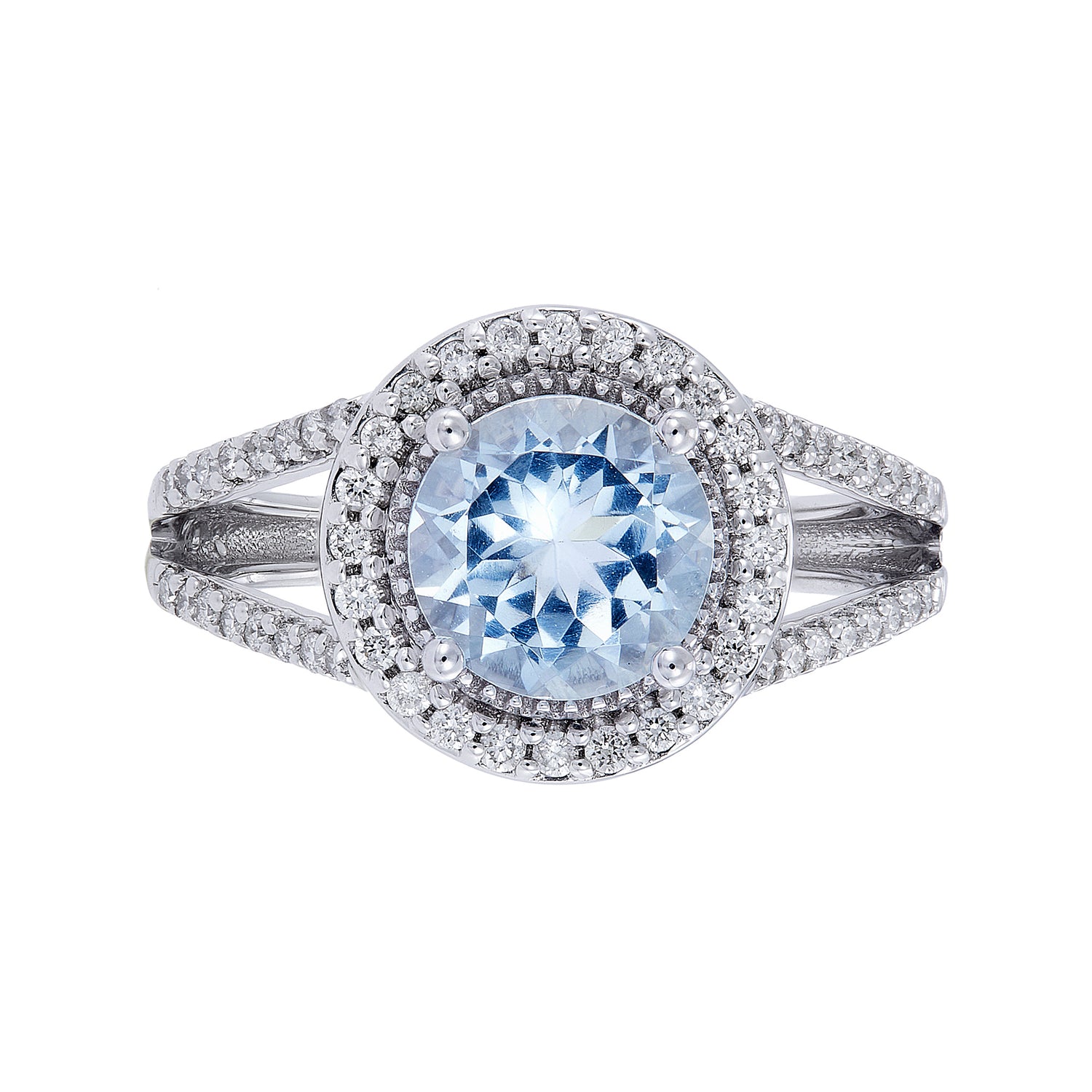 Aquamarine Cut and Diamond Ring in 375/9K White Gold 265990223(R)