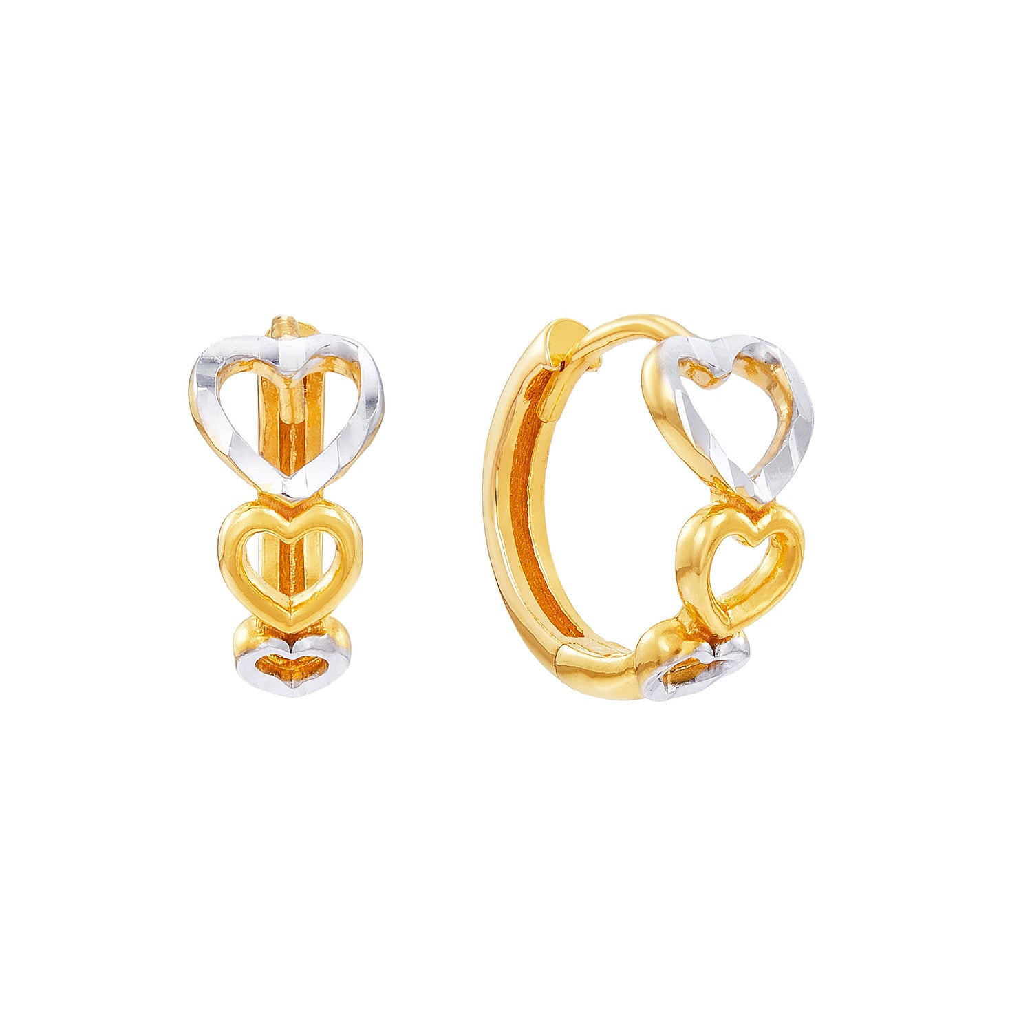 Oro Italia 916 Yellow and White Gold Earrings GE71930321(YW)-BI (22K Gold)
