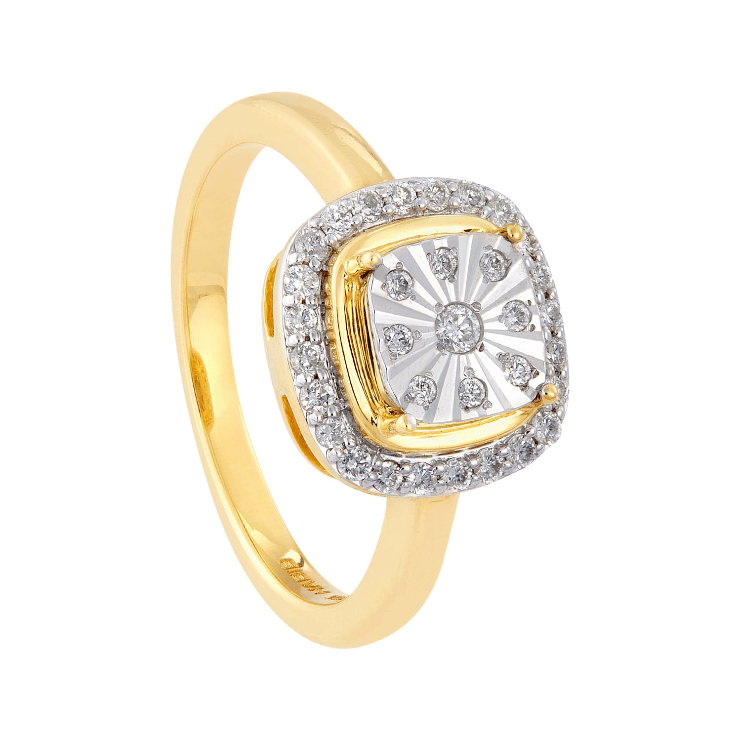Round Diamond Ring in 375/9K Yellow and White Gold 264400722(R)