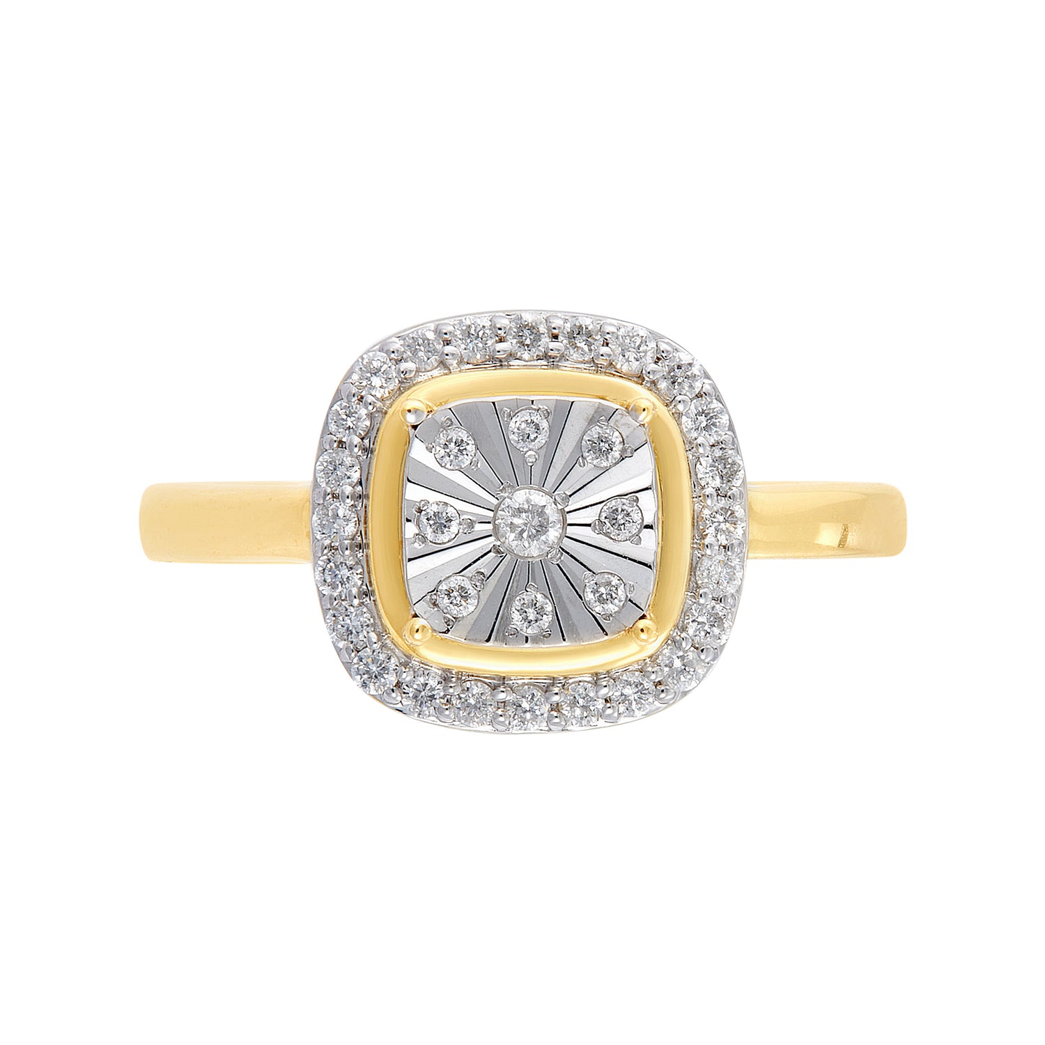 Round Diamond Ring in 375/9K Yellow and White Gold 264400722(R)