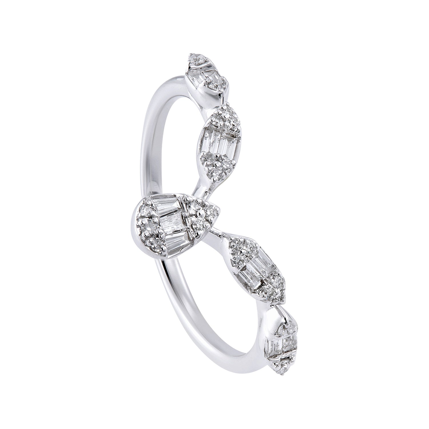 Baguette and Round Diamond Ring in 375/9K White Gold 268401223