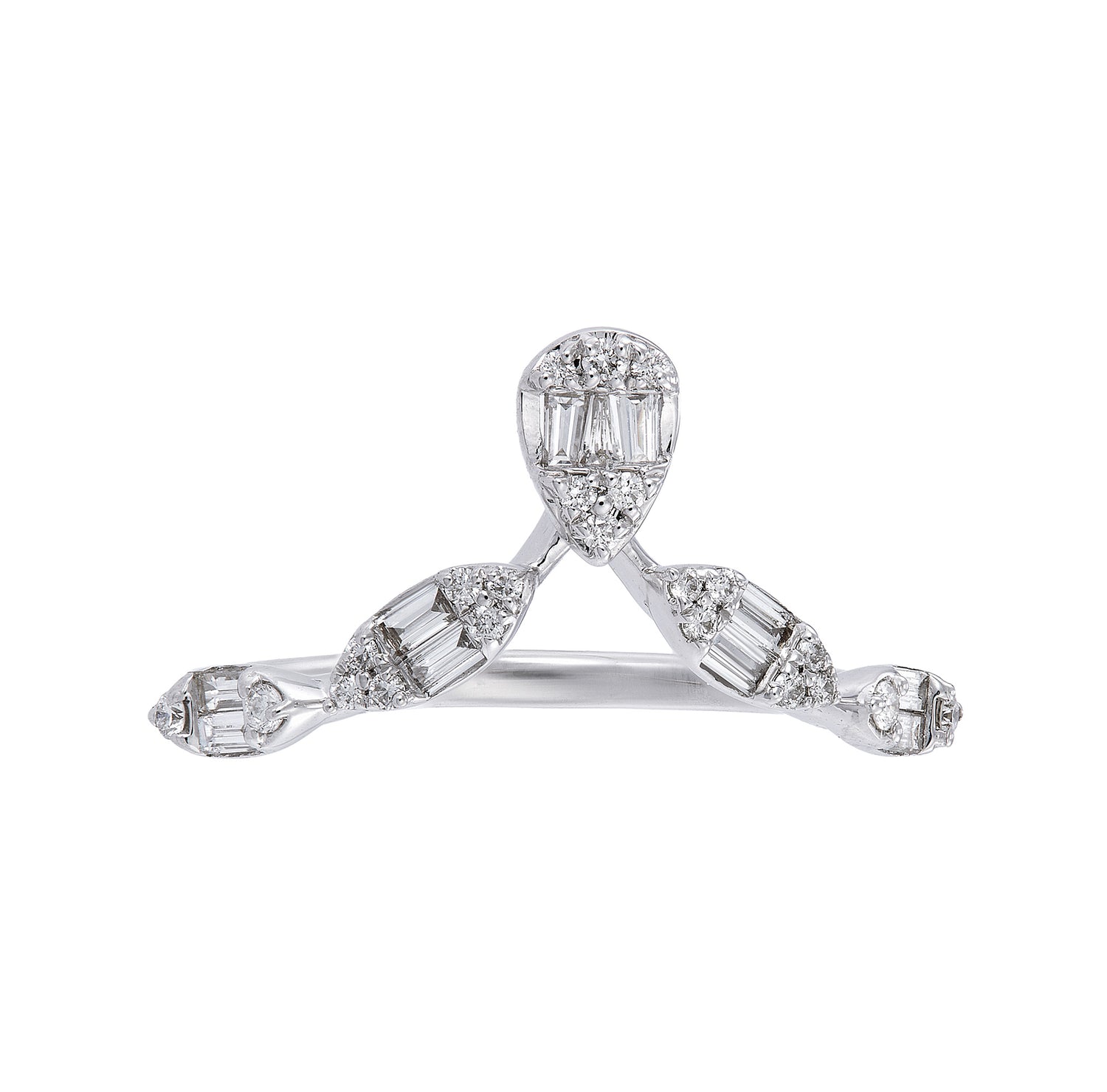 Baguette and Round Diamond Ring in 375/9K White Gold 268401223